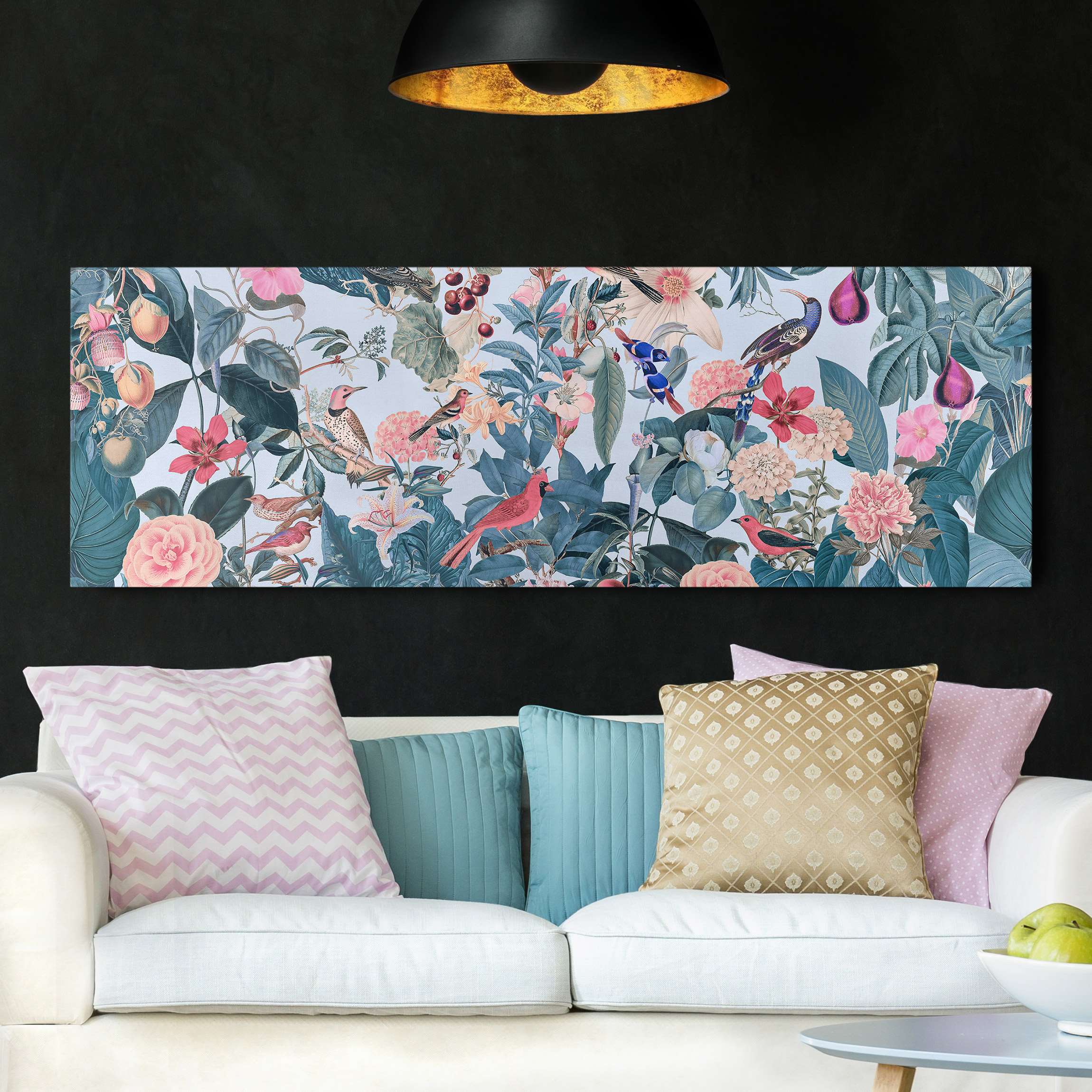 Leinwandbild Vintage Collage - Vogelgarten