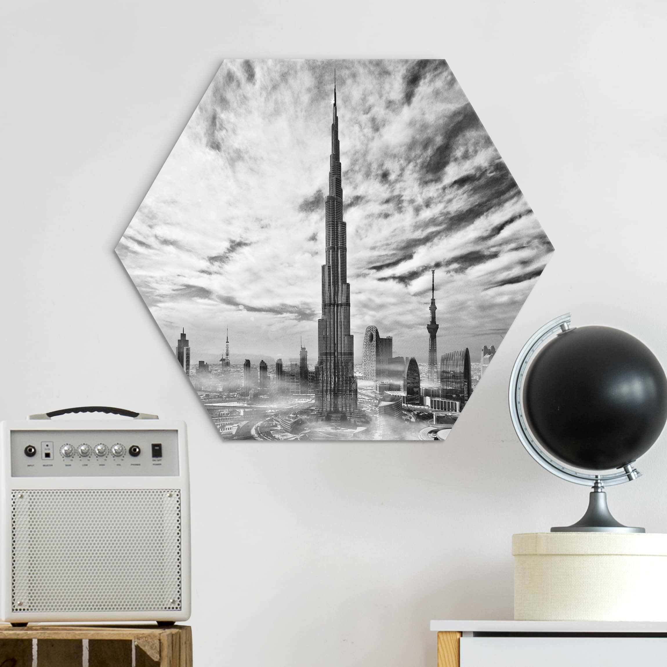 Hexagon-Alu-Dibond Bild Dubai Super Skyline