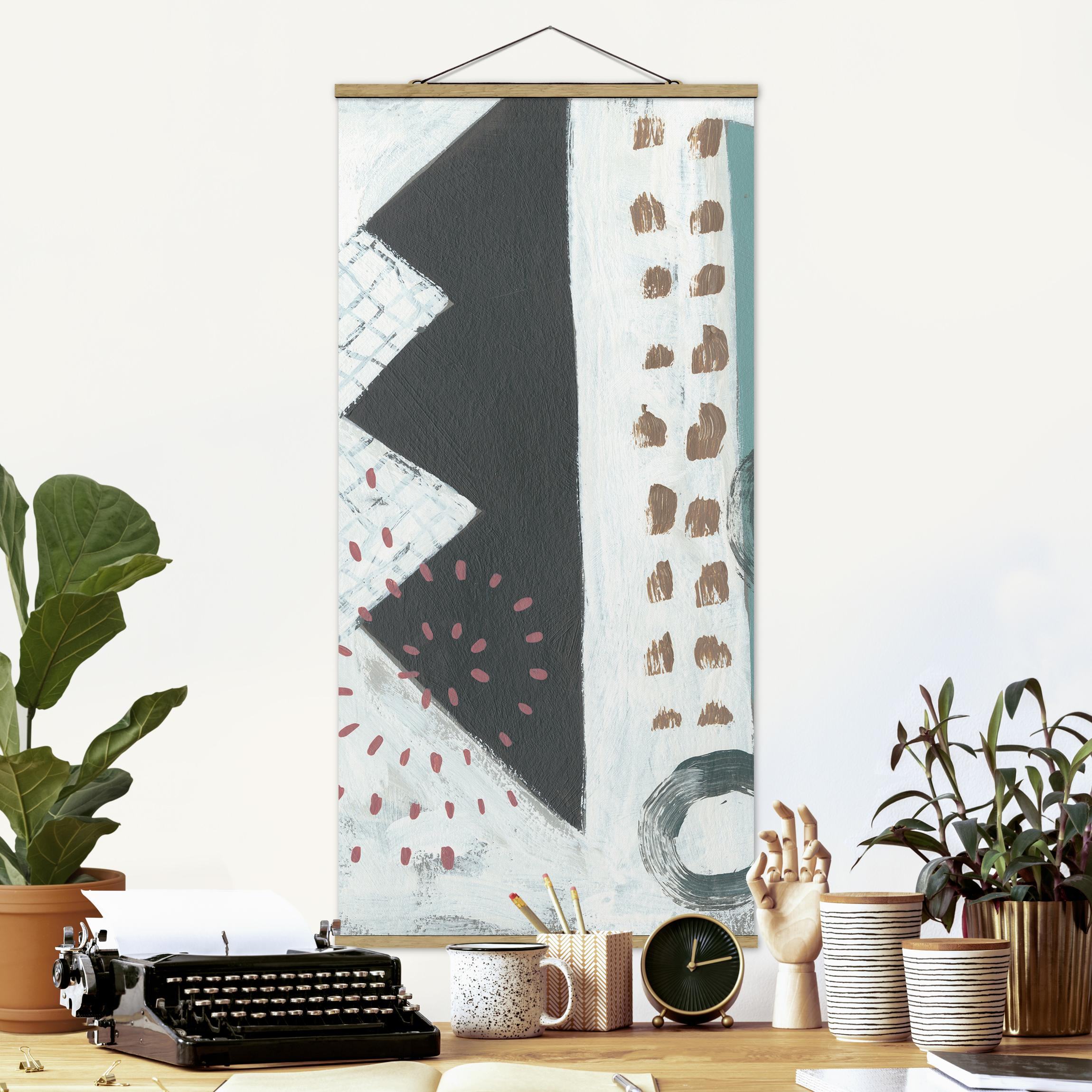 Stoffbild - Hochformat Karneval der Formen in Petrol III