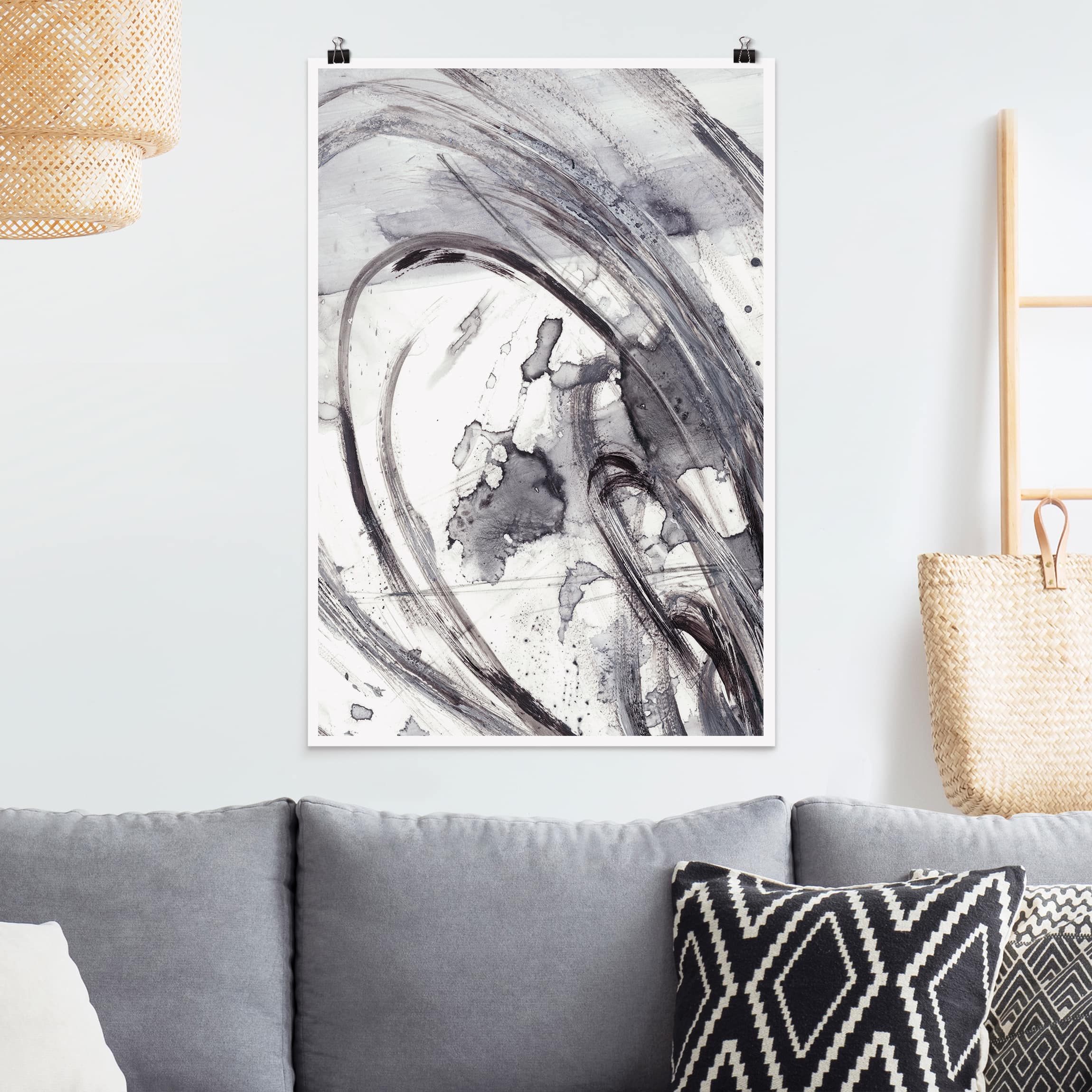 Poster - Hochformat Sonar Schwarz Weiß II