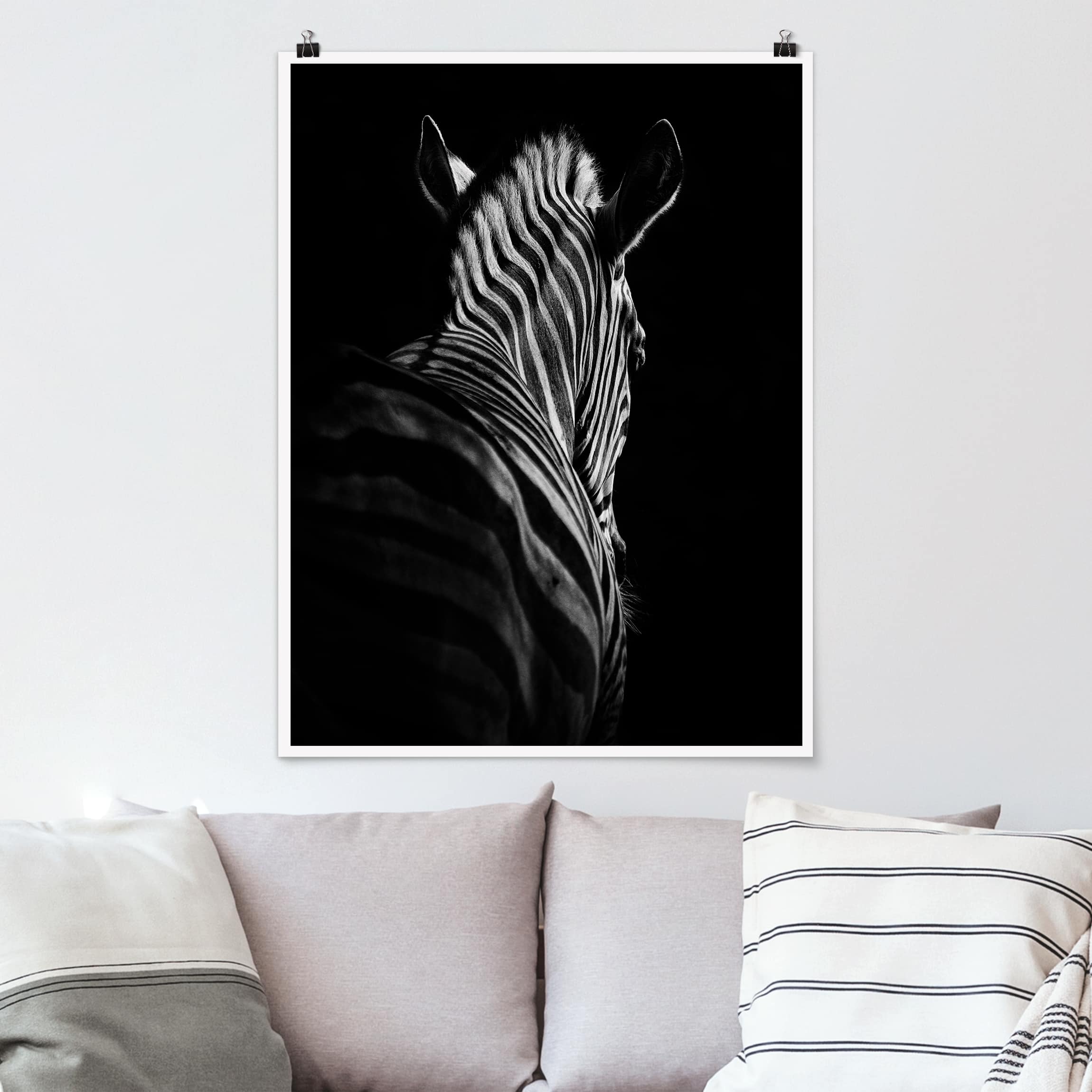 Poster Tiere Dunkle Zebra Silhouette