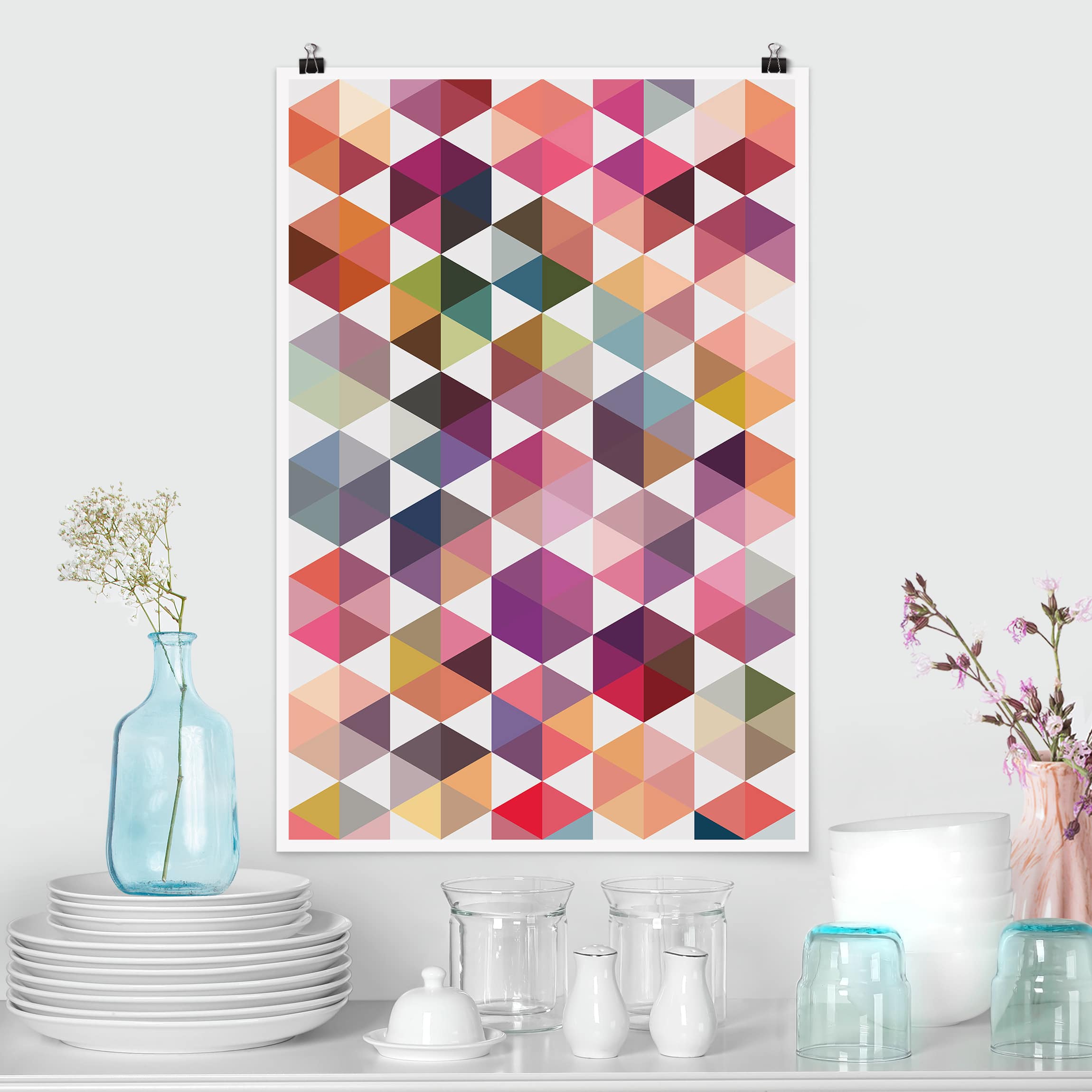 Poster - Hochformat Hexagon Facetten