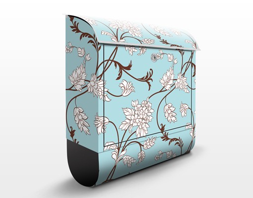 Briefkasten Hellblaues Blumenmuster