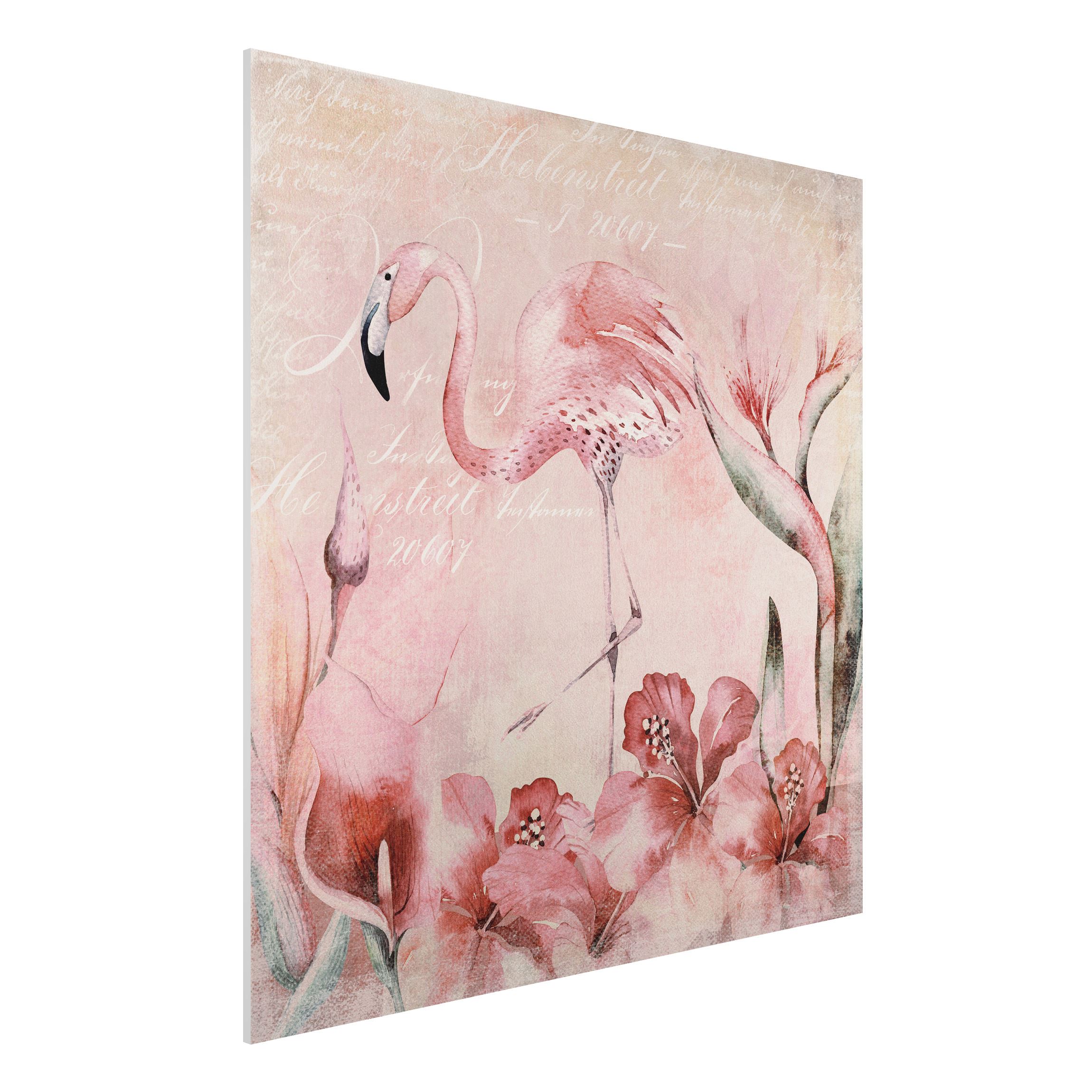 Forexbild - Quadrat Shabby Chic Collage - Flamingo