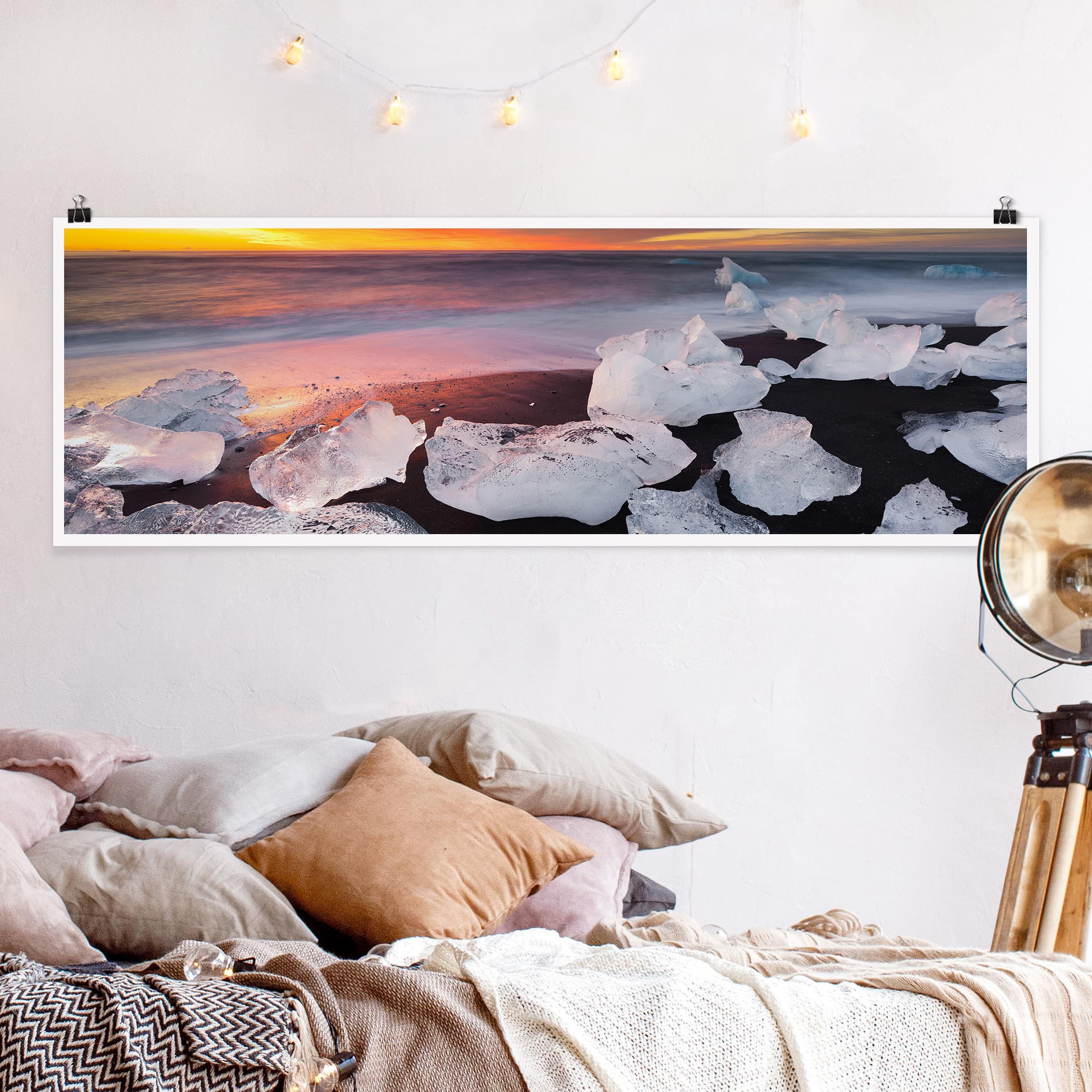 Panorama Poster Eisbrocken bei der Gletscherlagune Jökulsárlon Island