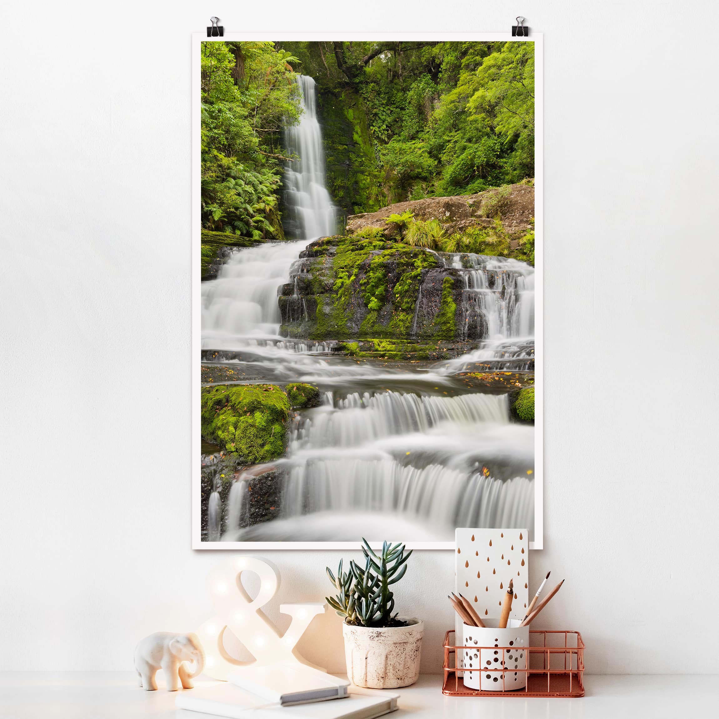 Poster - Hochformat Upper McLean Falls in Neuseeland
