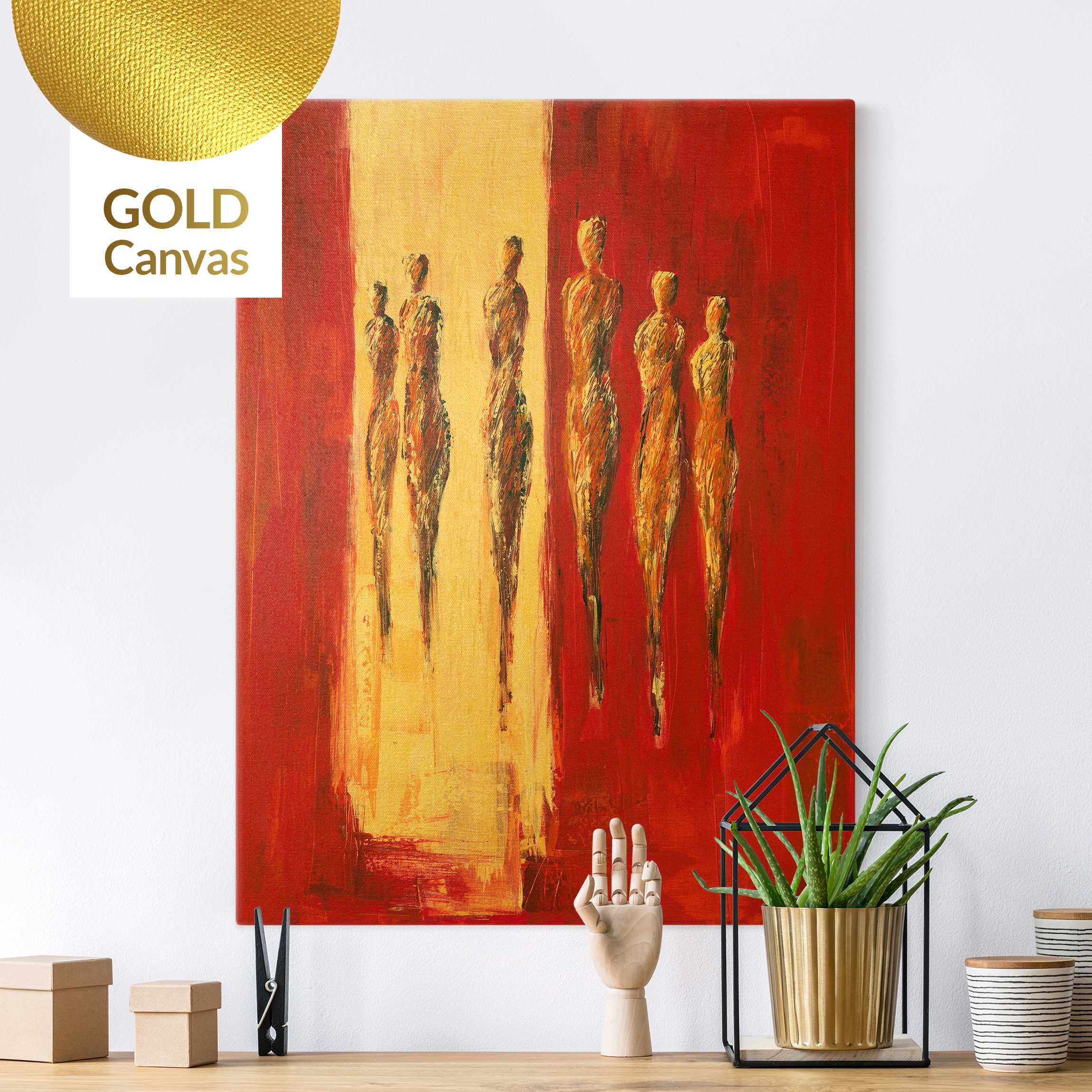 Leinwandbild Sechs Figuren in Rot
