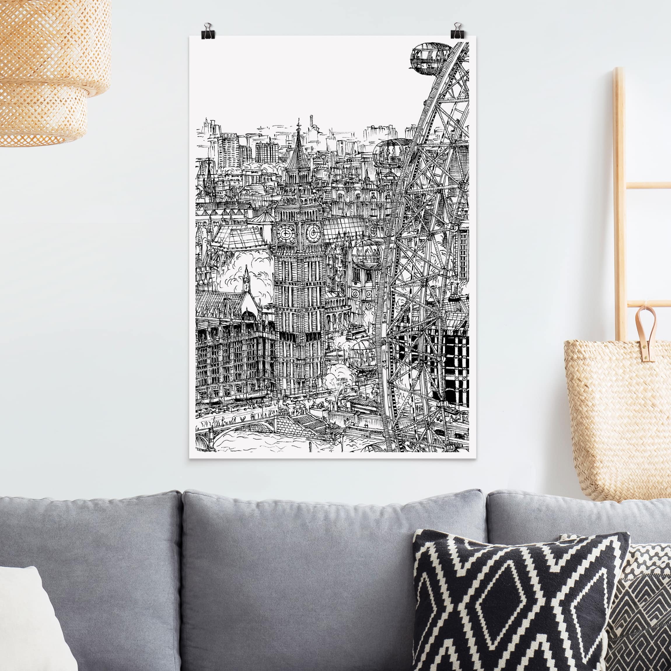 Poster - Hochformat Stadtstudie - London Eye