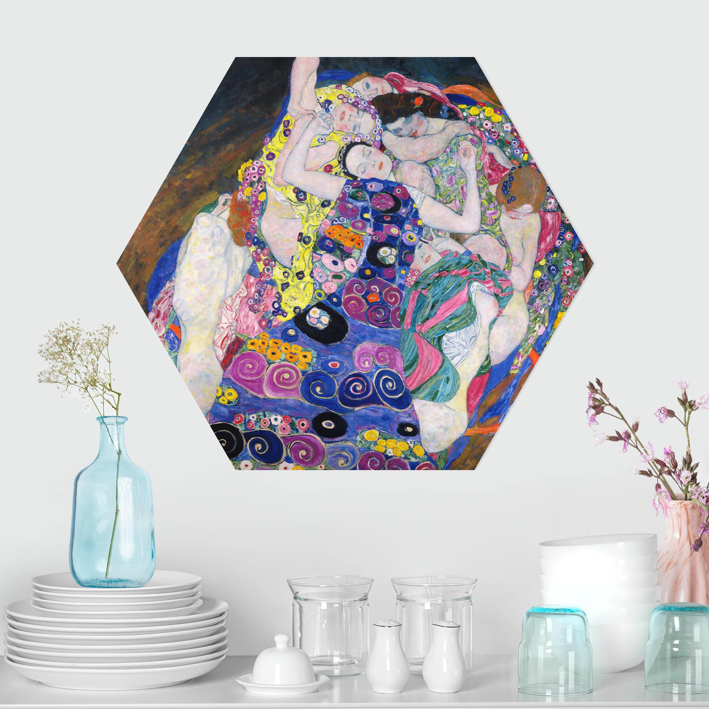 Hexagon-Alu-Dibond Bild Gustav Klimt - Die Jungfrau