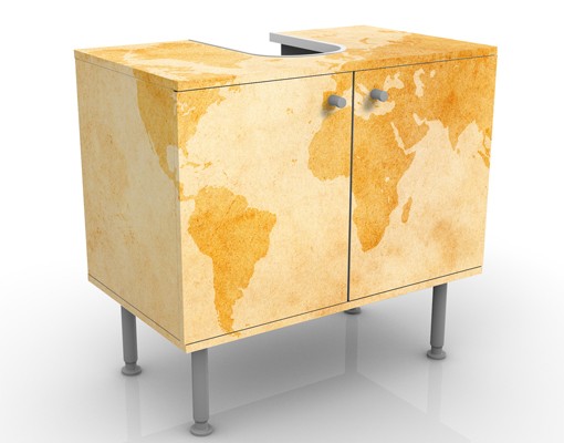 Waschbeckenunterschrank Vintage Weltkarte