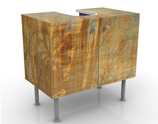 Waschbeckenunterschrank Blumen unter Ornamentstruktur