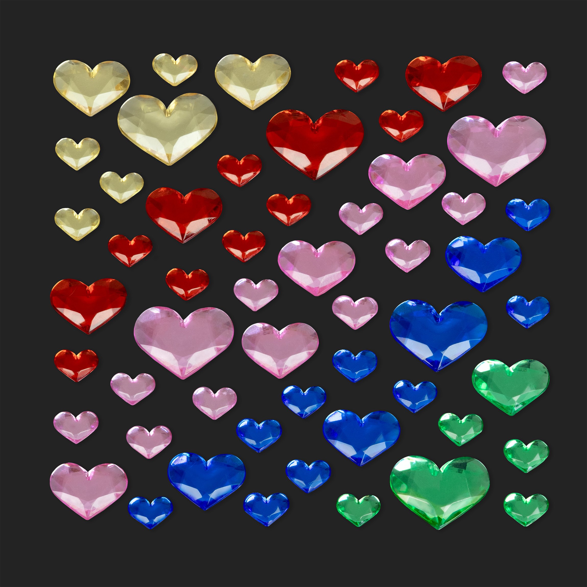 Zubehör 54 x Strasssteine Set - Bunte Herzen Schmucksteine selbstklebend