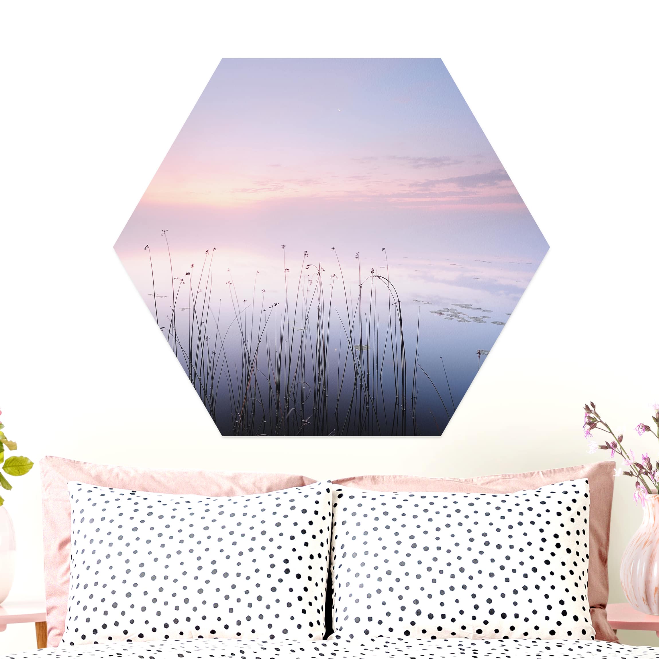 Hexagon-Alu-Dibond Bild Idylle am See