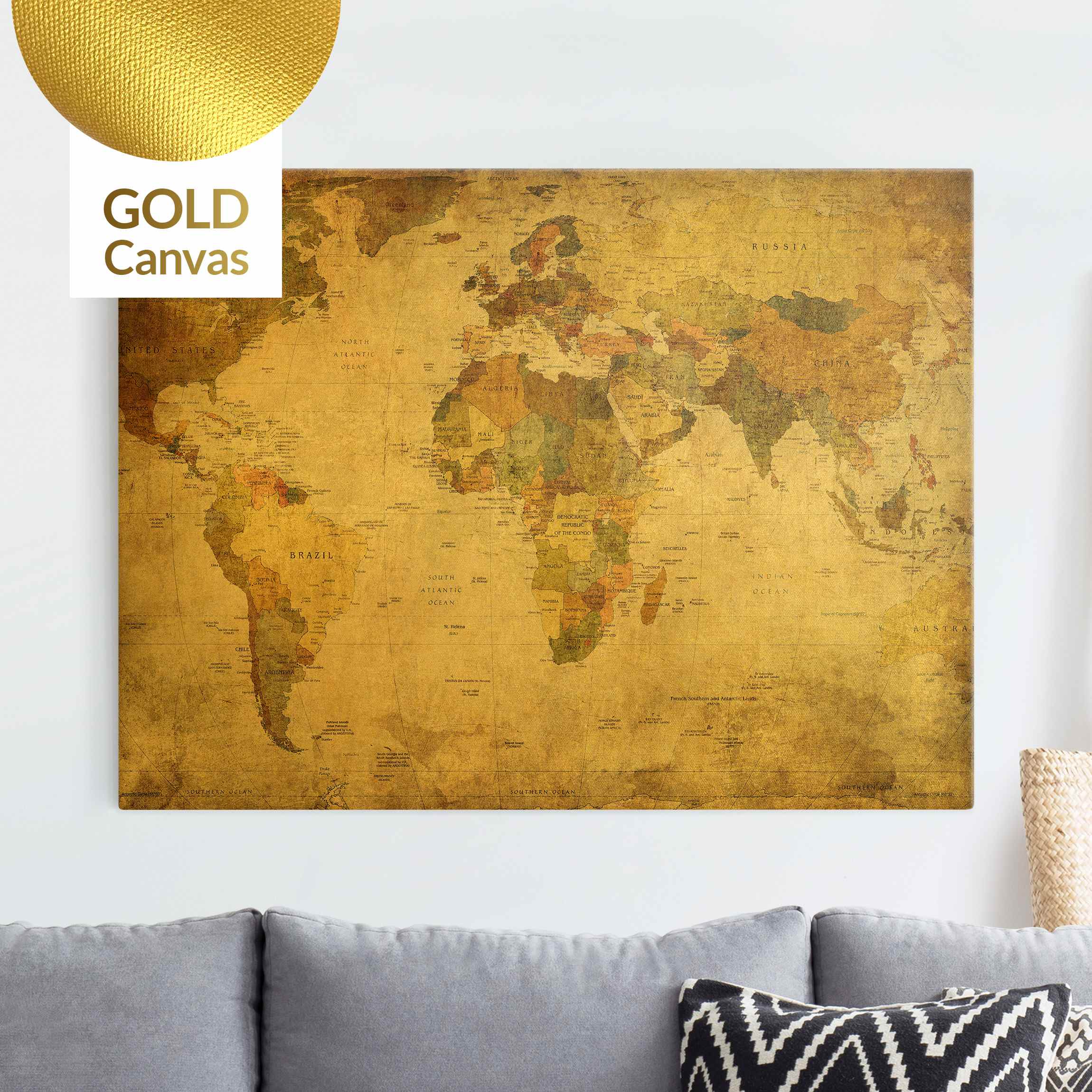 Leinwandbild Weltkarte