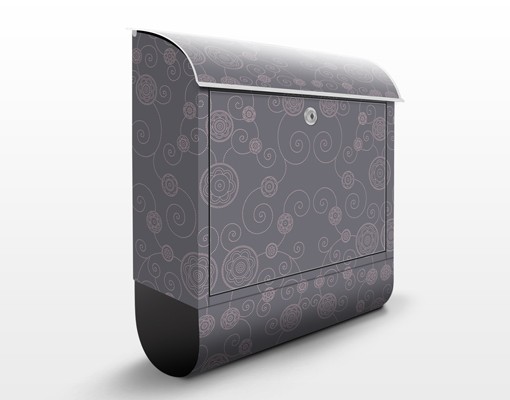 Briefkasten Romantisches Blumenmuster Grau