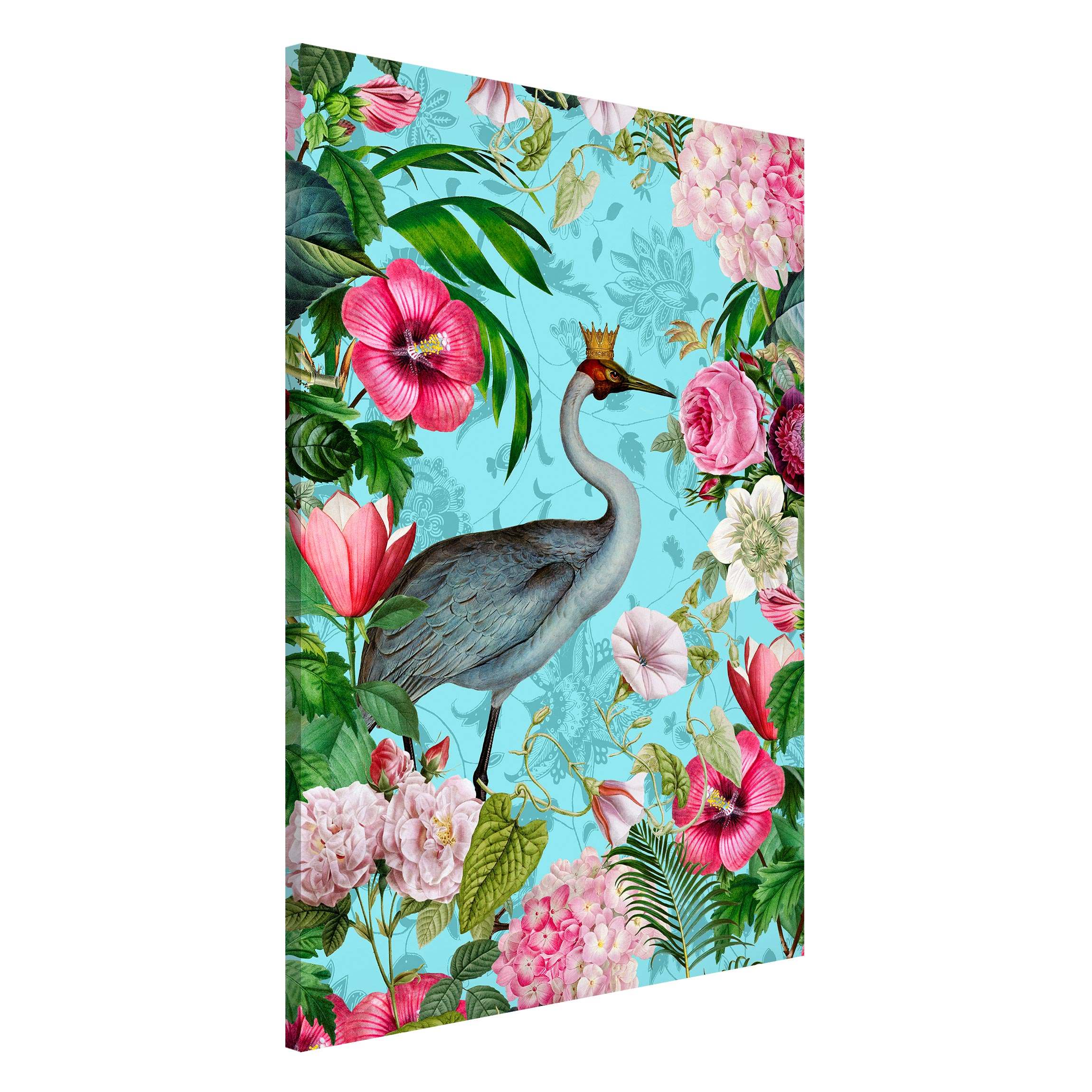 Magnettafel Vintage Collage - Kranich mit Krone