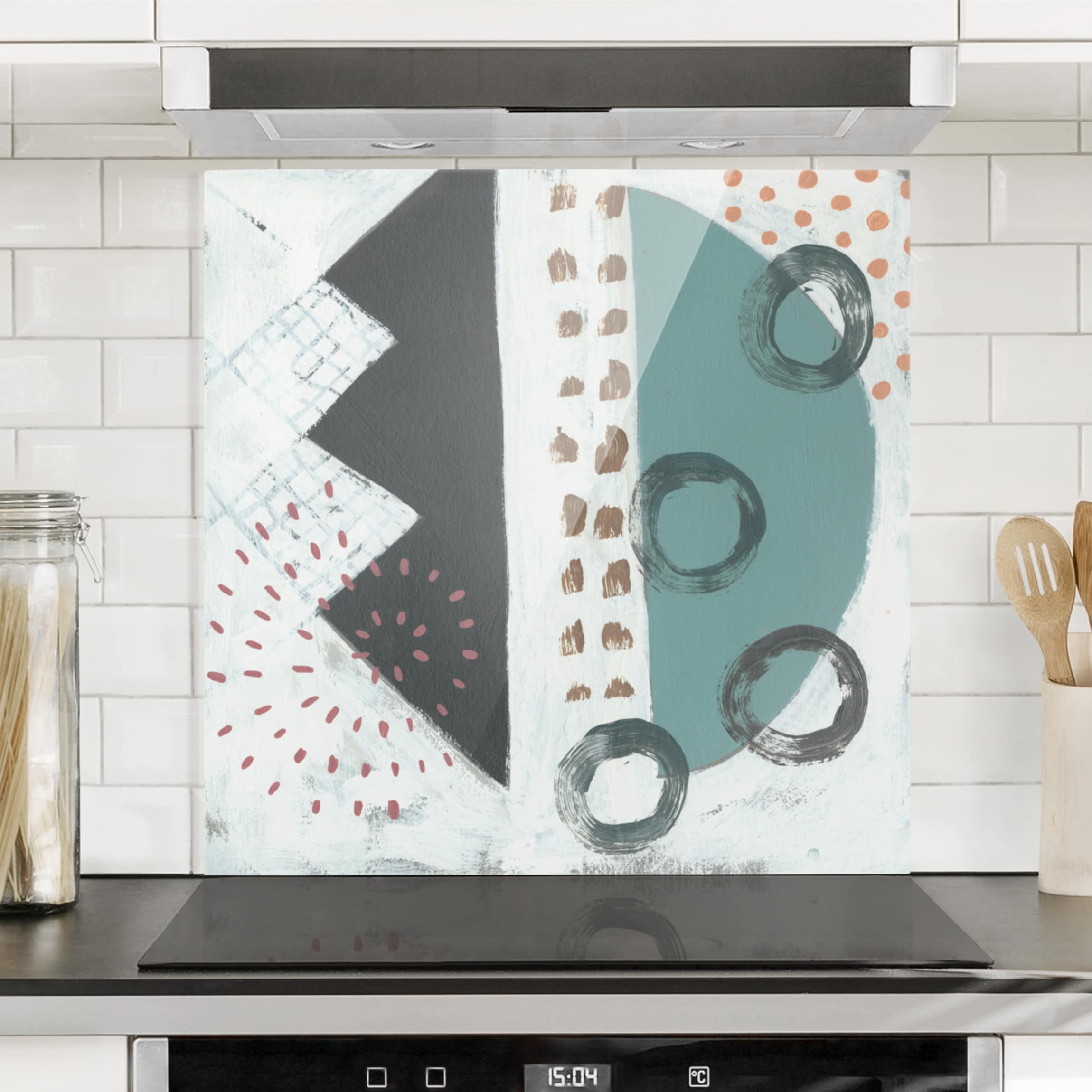 Spritzschutz Karneval der Formen in Petrol III