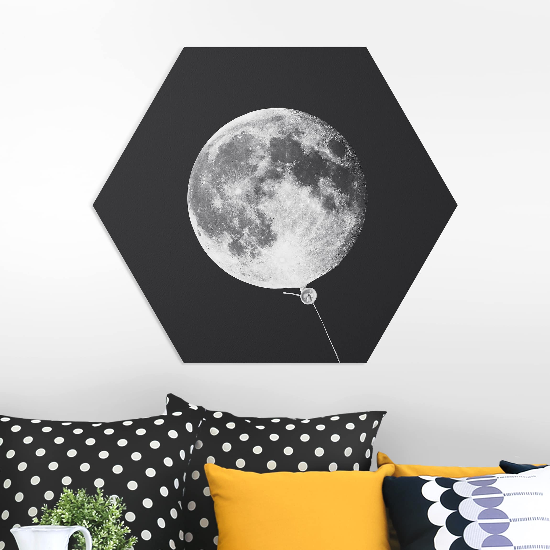 Hexagon-Forexbild Luftballon mit Mond