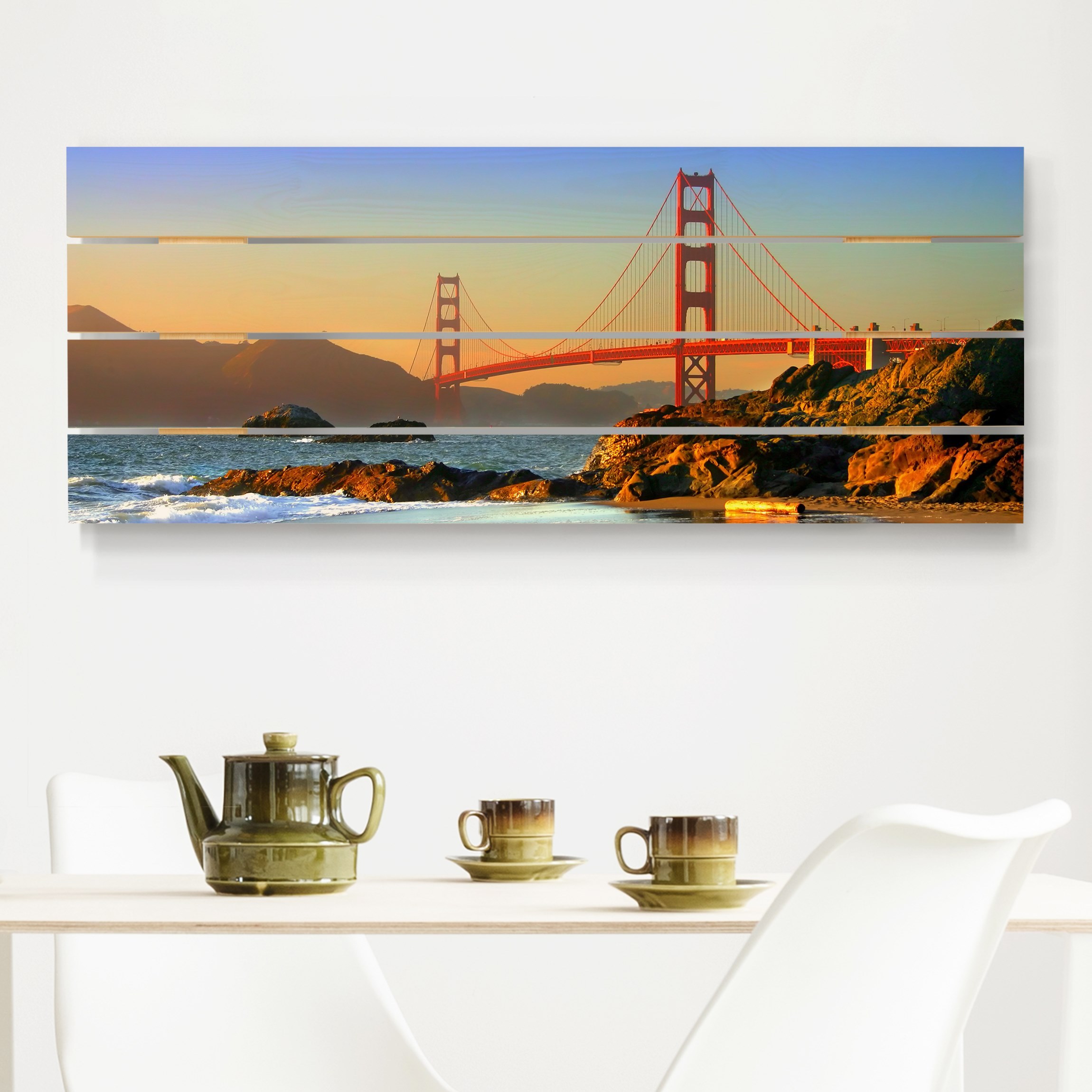 Holzbild Plankenoptik - Panorama Baker Beach