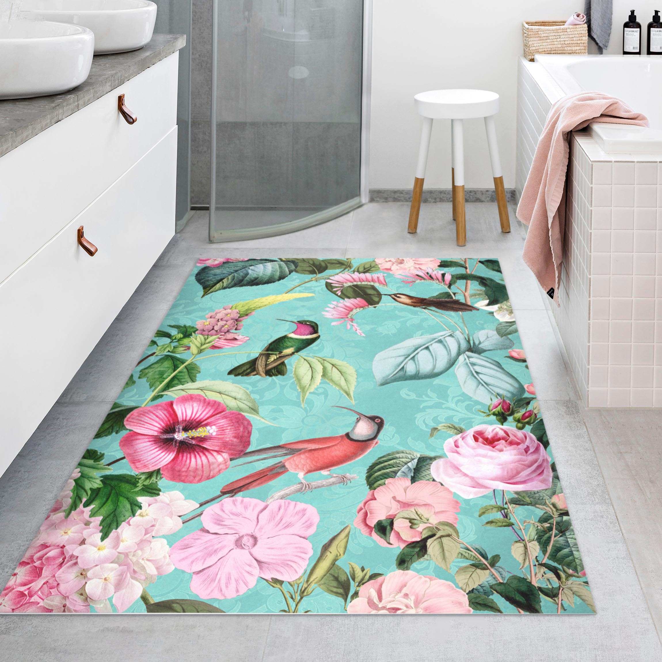 Vinylteppich Vintage Collage - Kolibris im Paradies