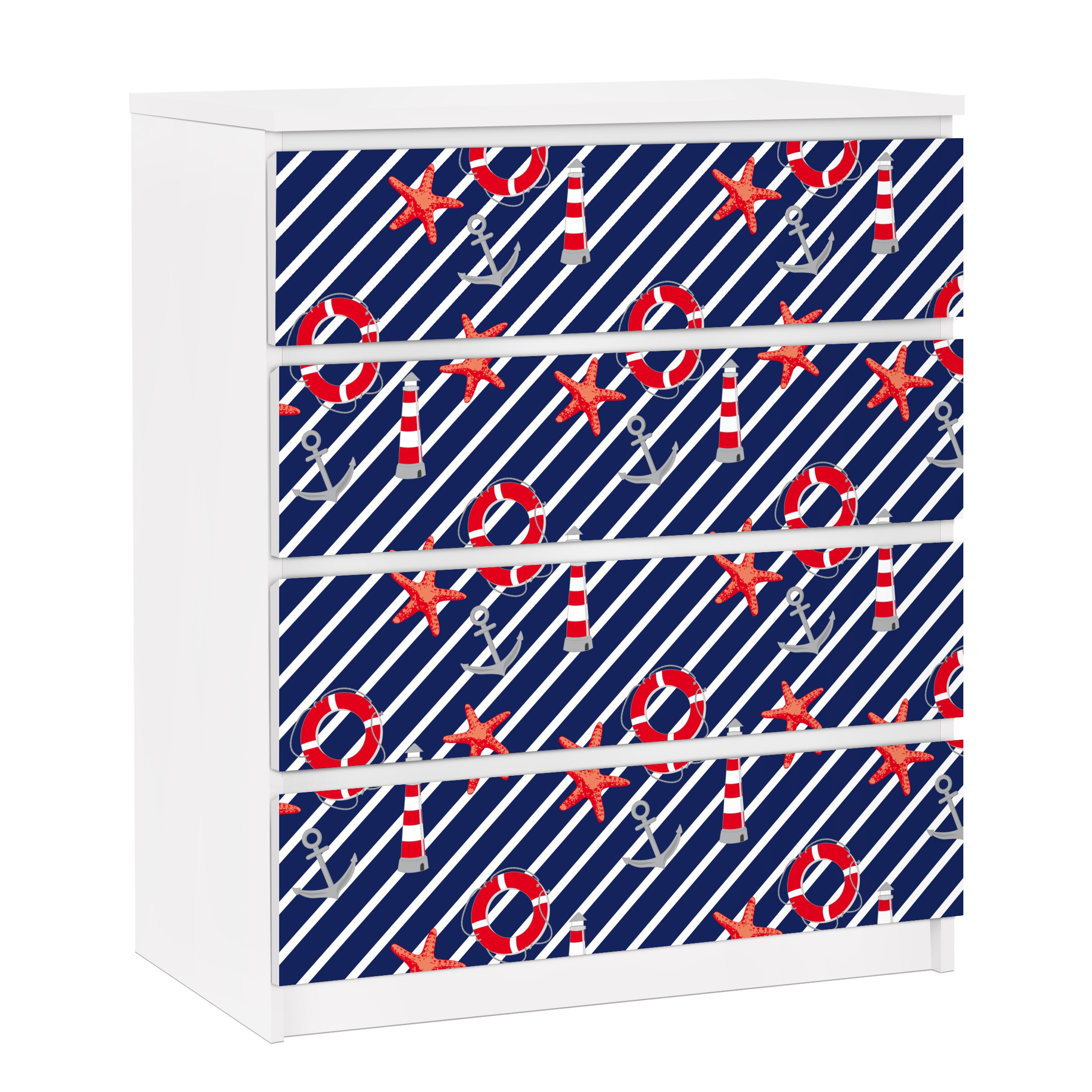 Möbelfolie für IKEA Malm Kommode 4 Schubladen Saint Tropez