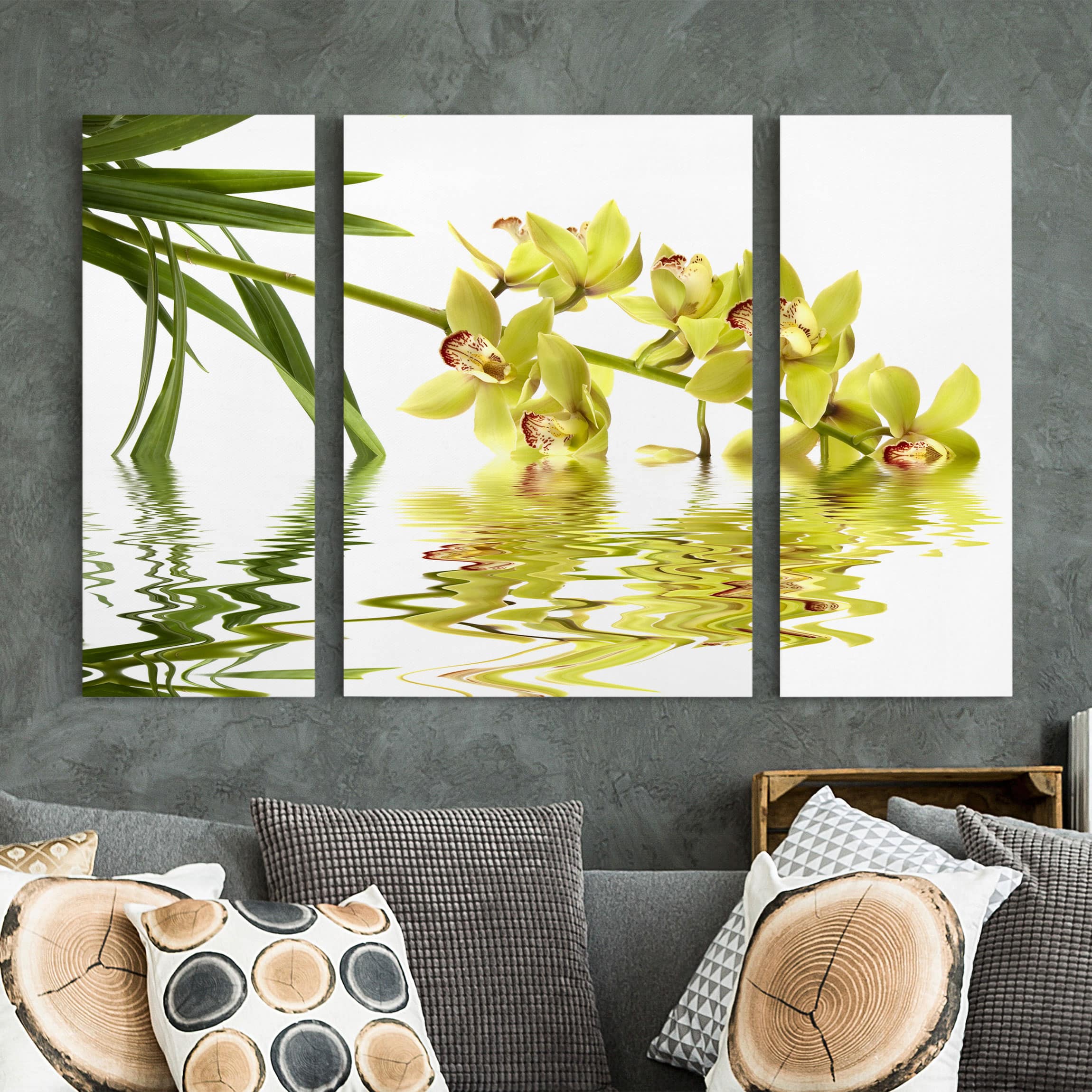 3-teiliges Leinwandbild Blumen Elegant Orchid Waters