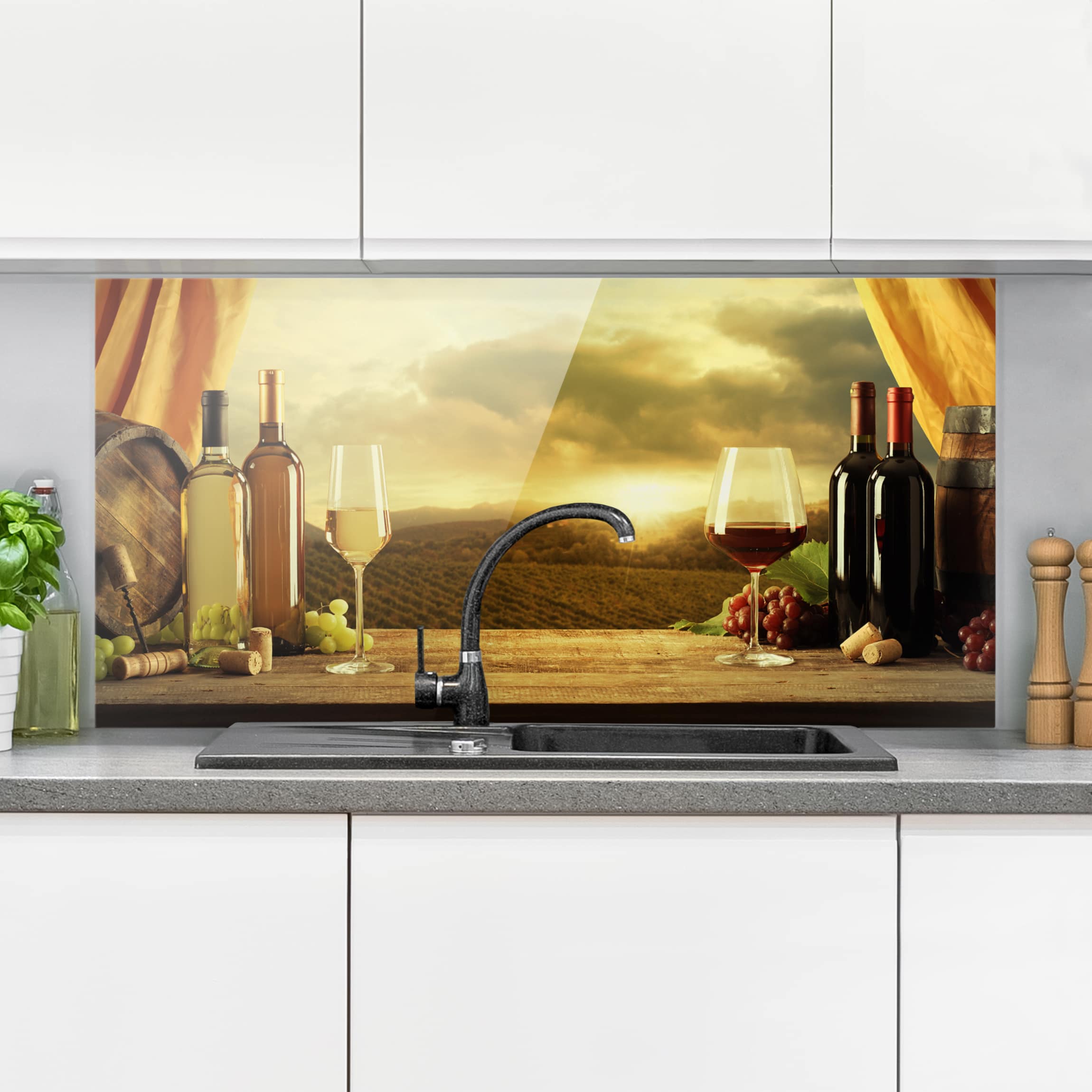 Glas Spritzschutz Wein mit Ausblick