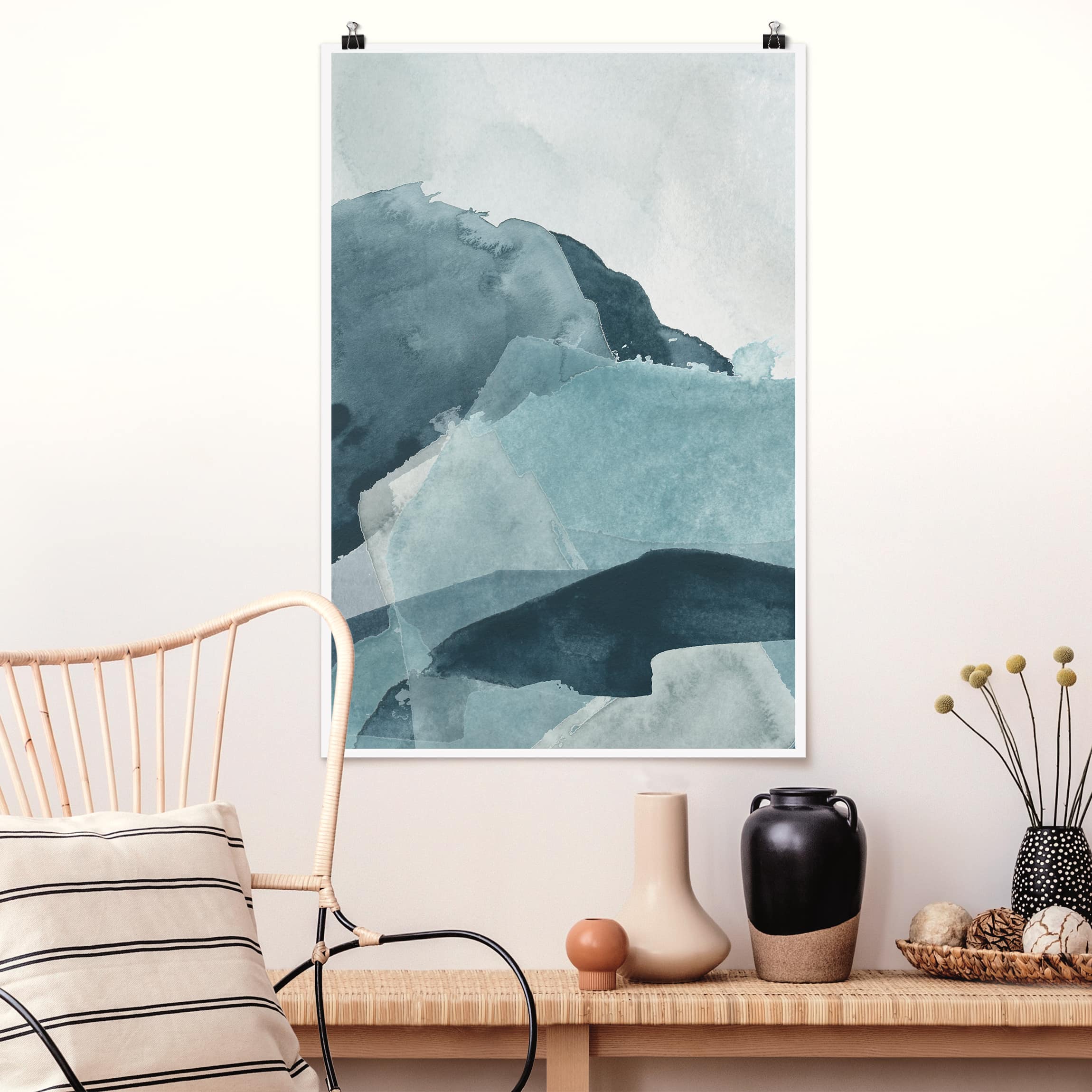 Poster - Hochformat Wogen in Blau II