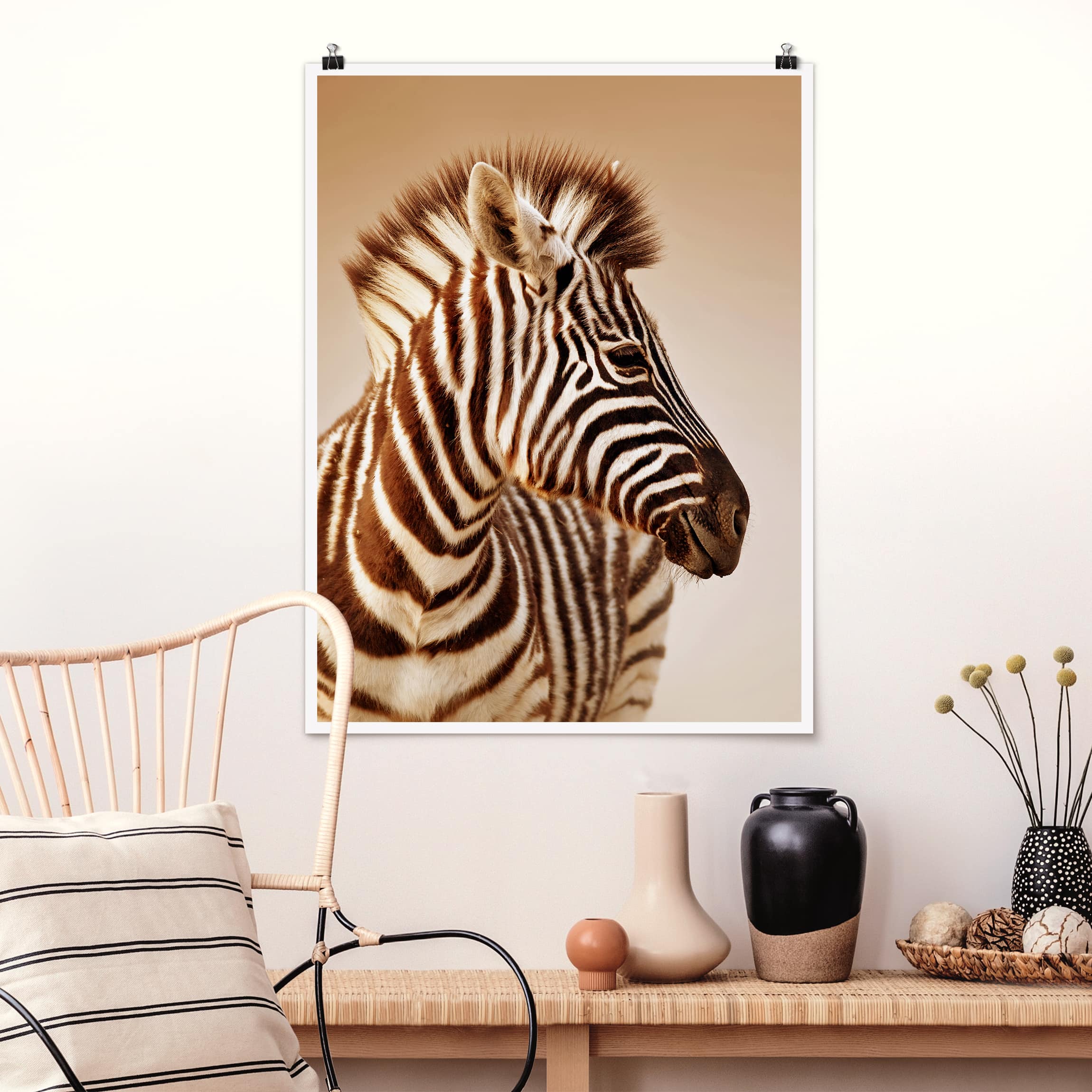 Poster - Hochformat Zebra Baby Portrait