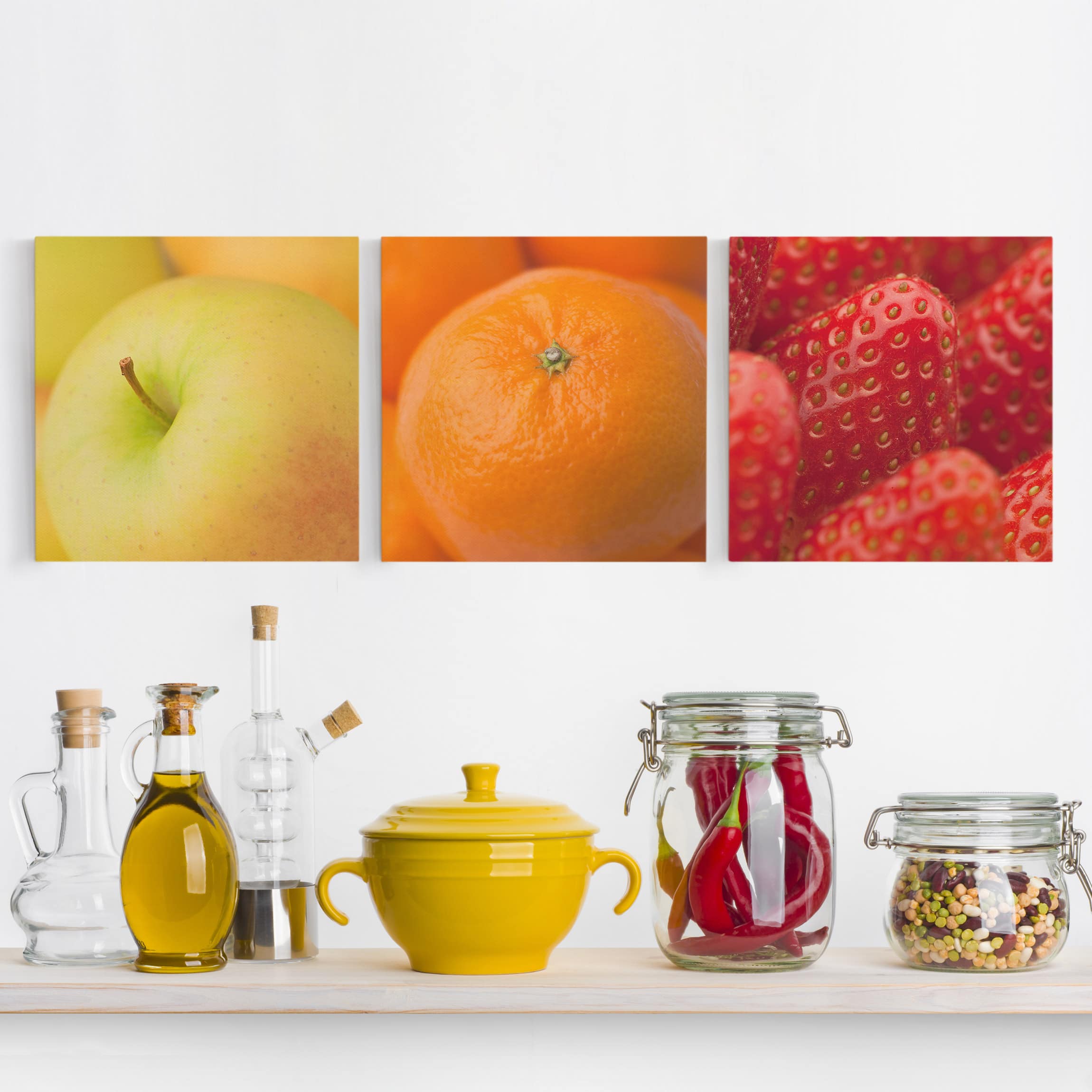 3-teiliges Leinwandbild Küche Frisches Obst