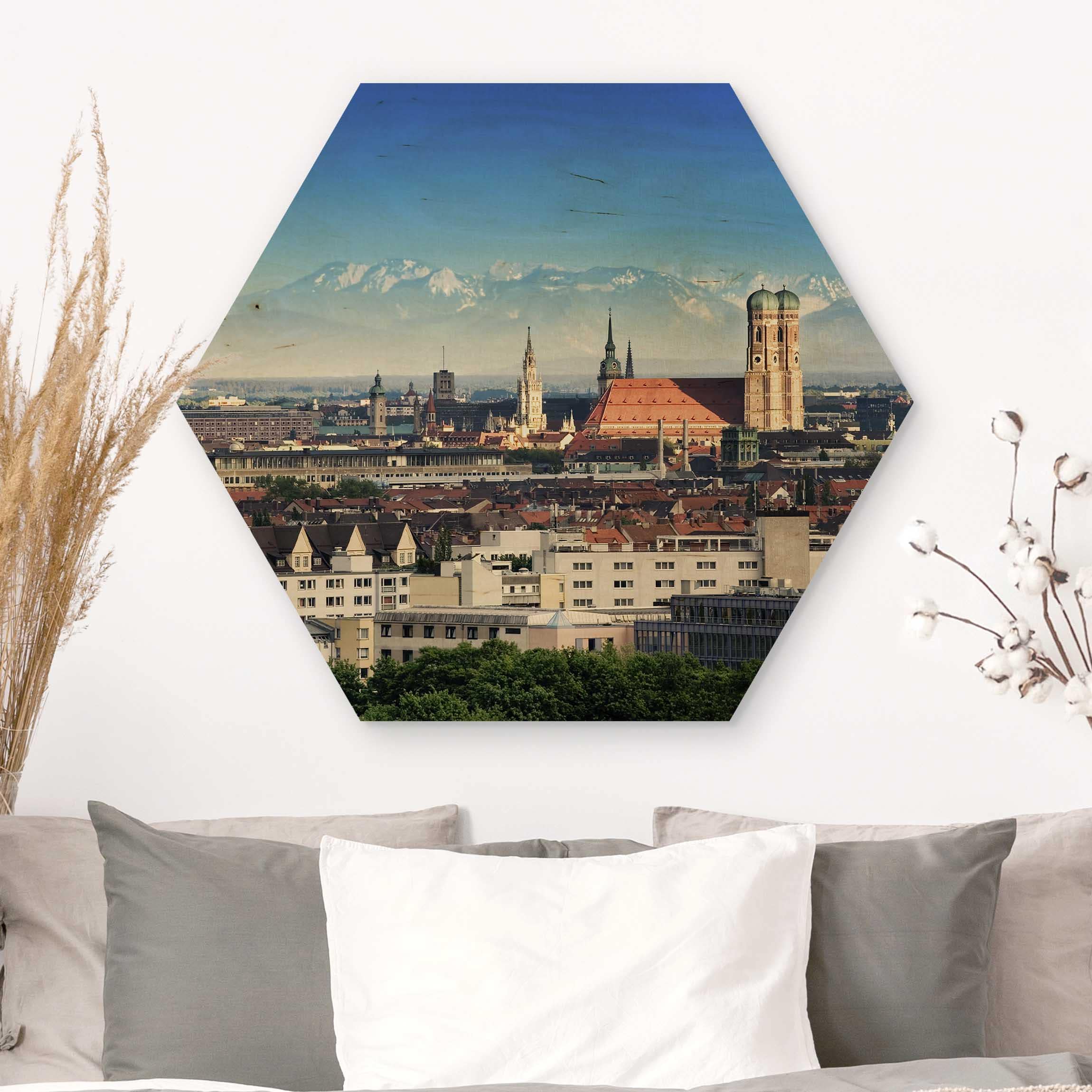 Hexagon-Holzbild München