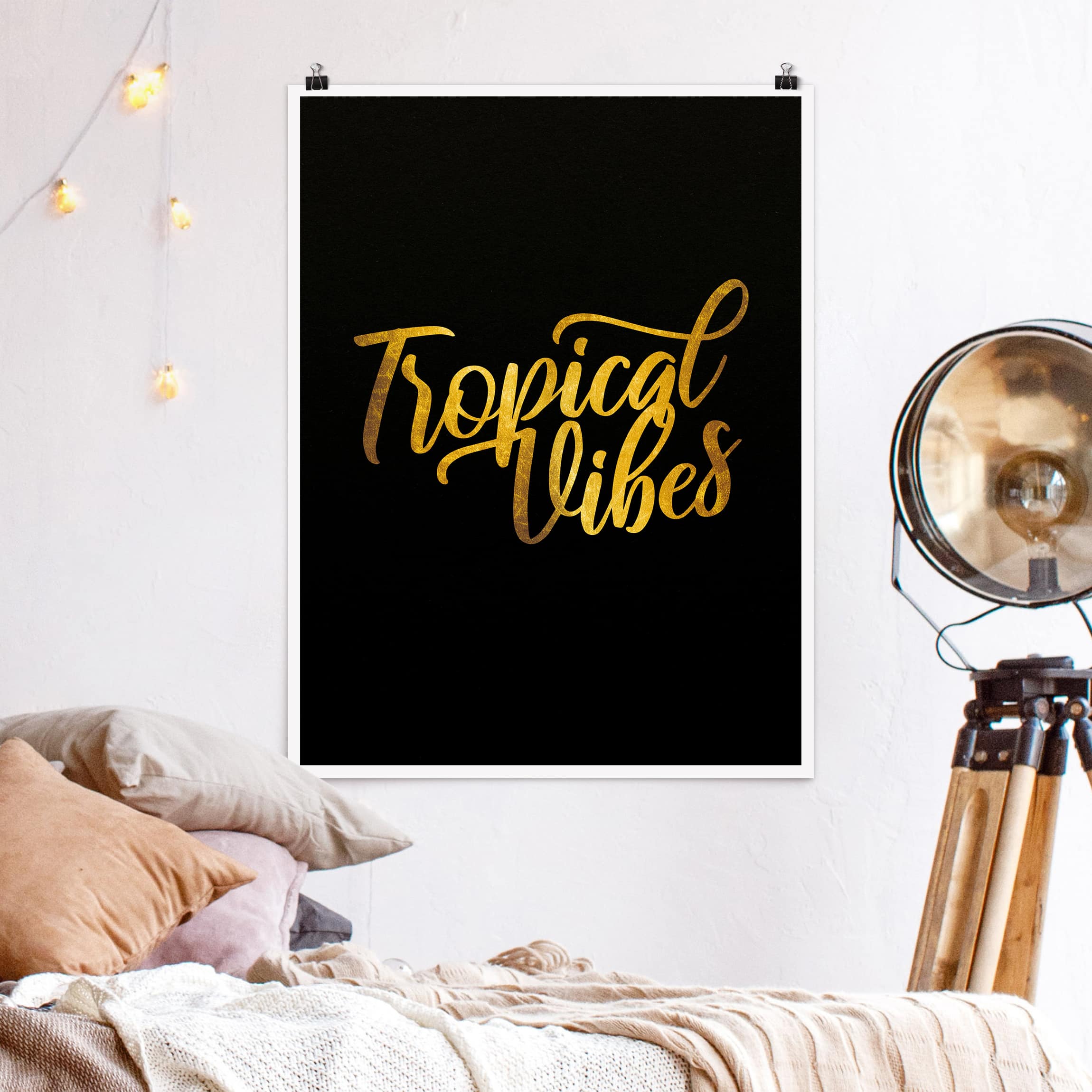 Poster Gold - Tropical Vibes auf Schwarz