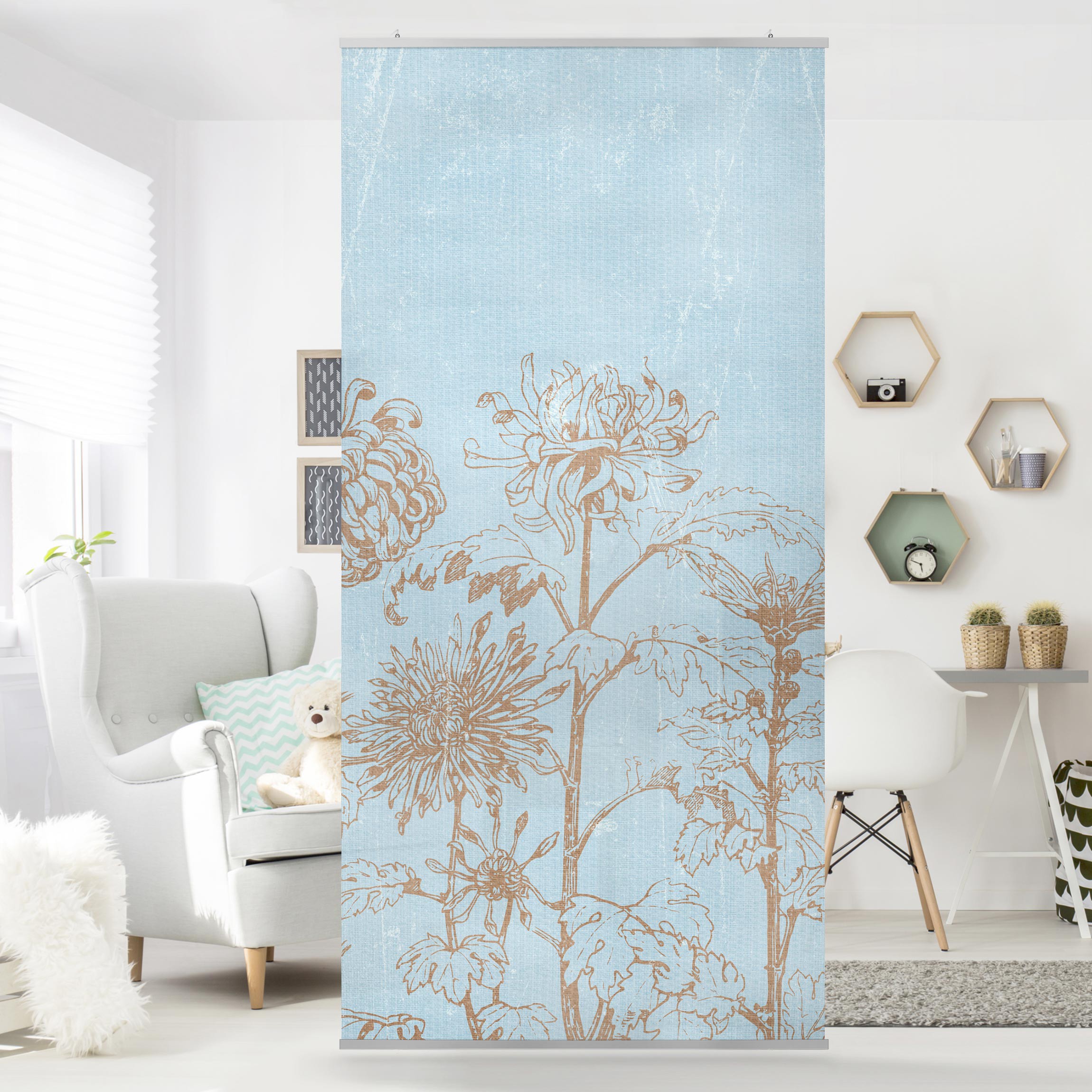 Raumteiler Radierung in Blau