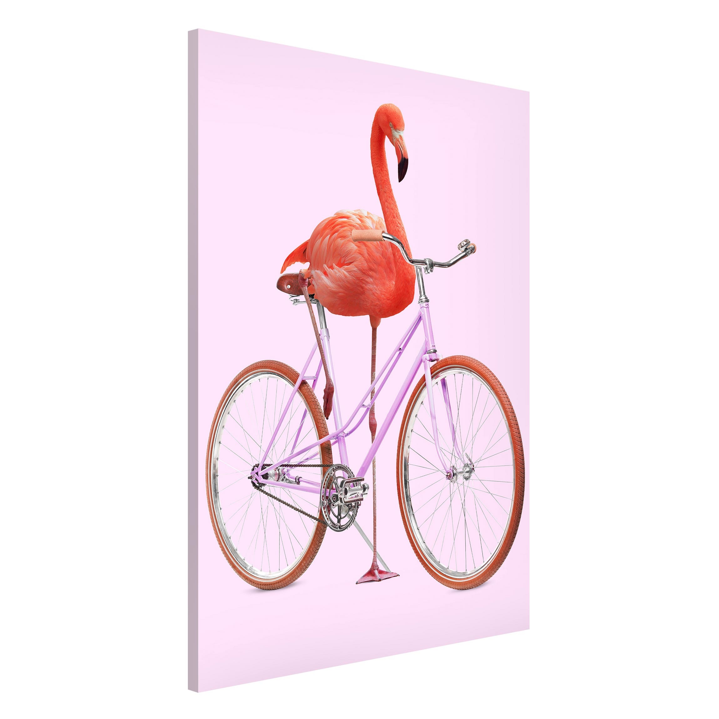 Magnettafel - Hochformat 2:3 Flamingo mit Fahrrad