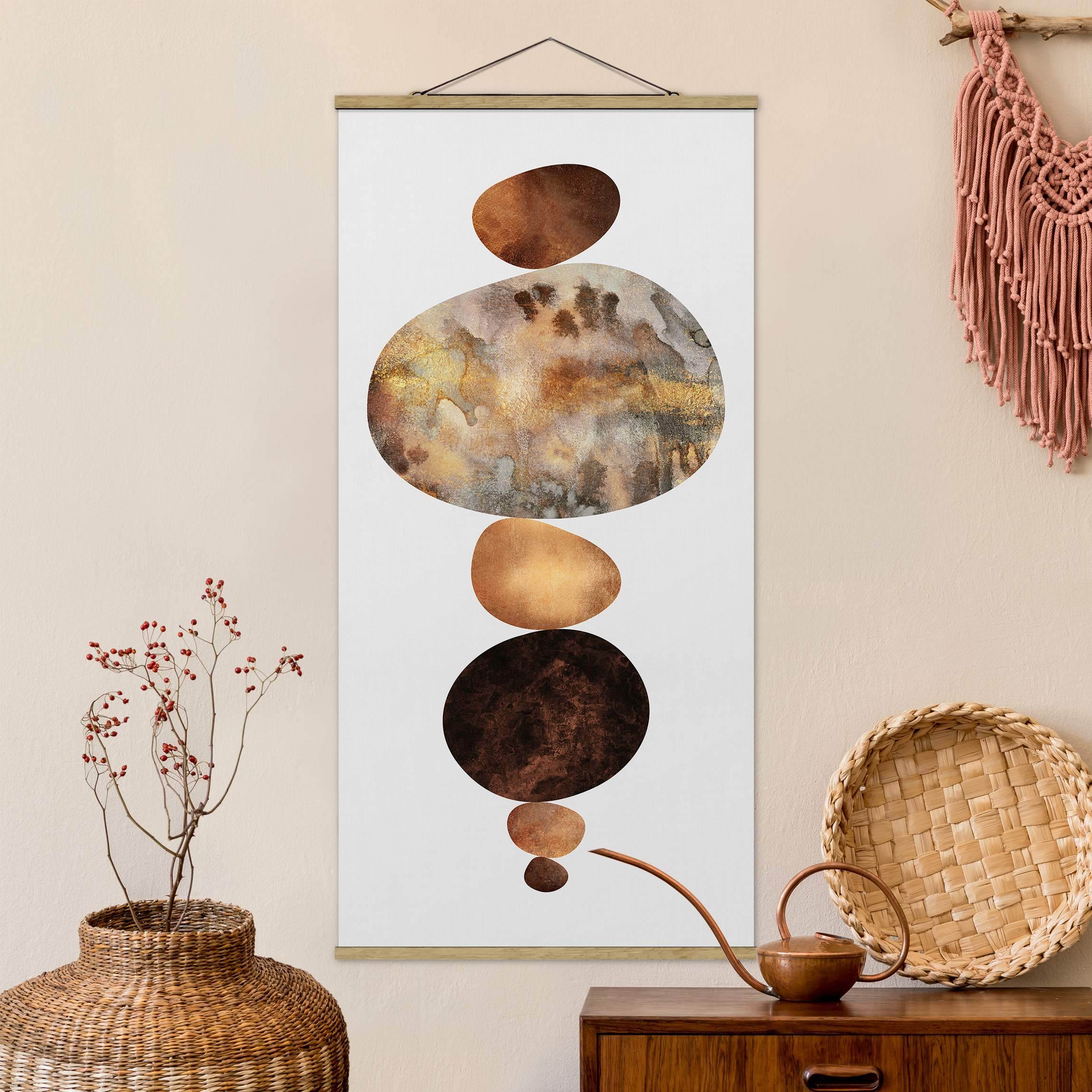 Stoffbild - Hochformat Balance Weiß Gold