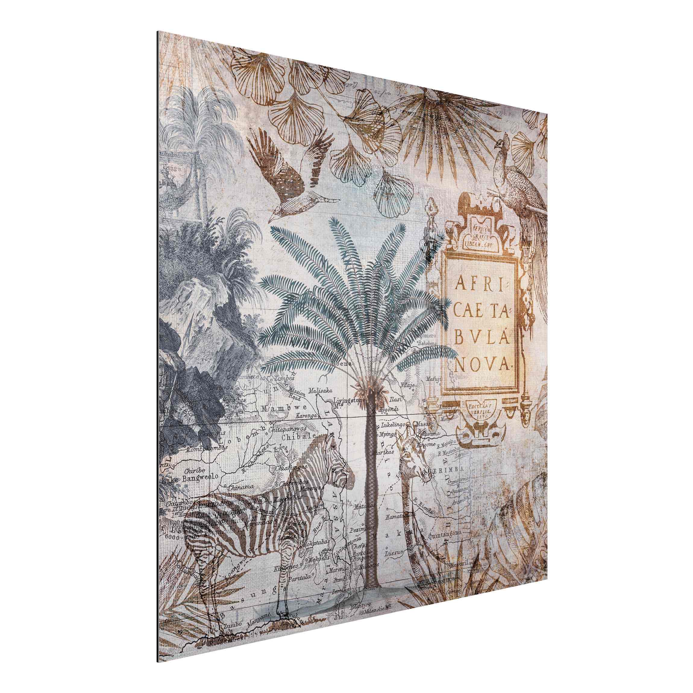 Alu-Dibond Bild Vintage Collage Landkarte Afrika