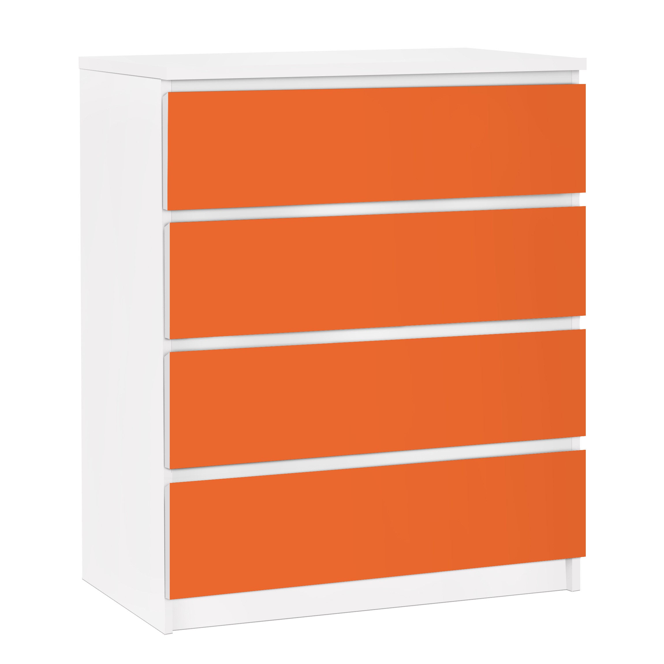Möbelfolie für IKEA Malm Kommode 4 Schubladen Colour Orange
