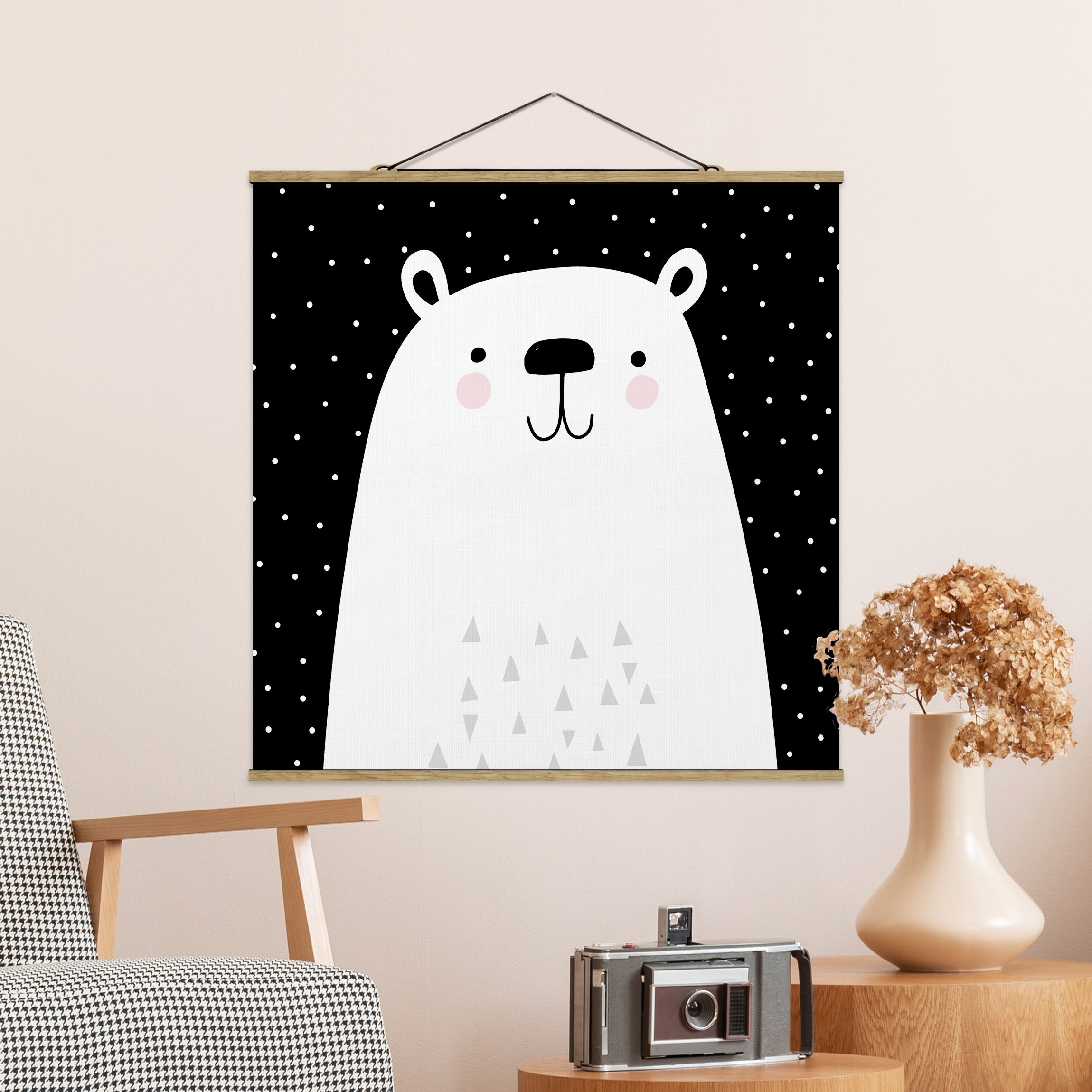 Stoffbild mit Posterleisten Tierpark mit Mustern - Eisbär
