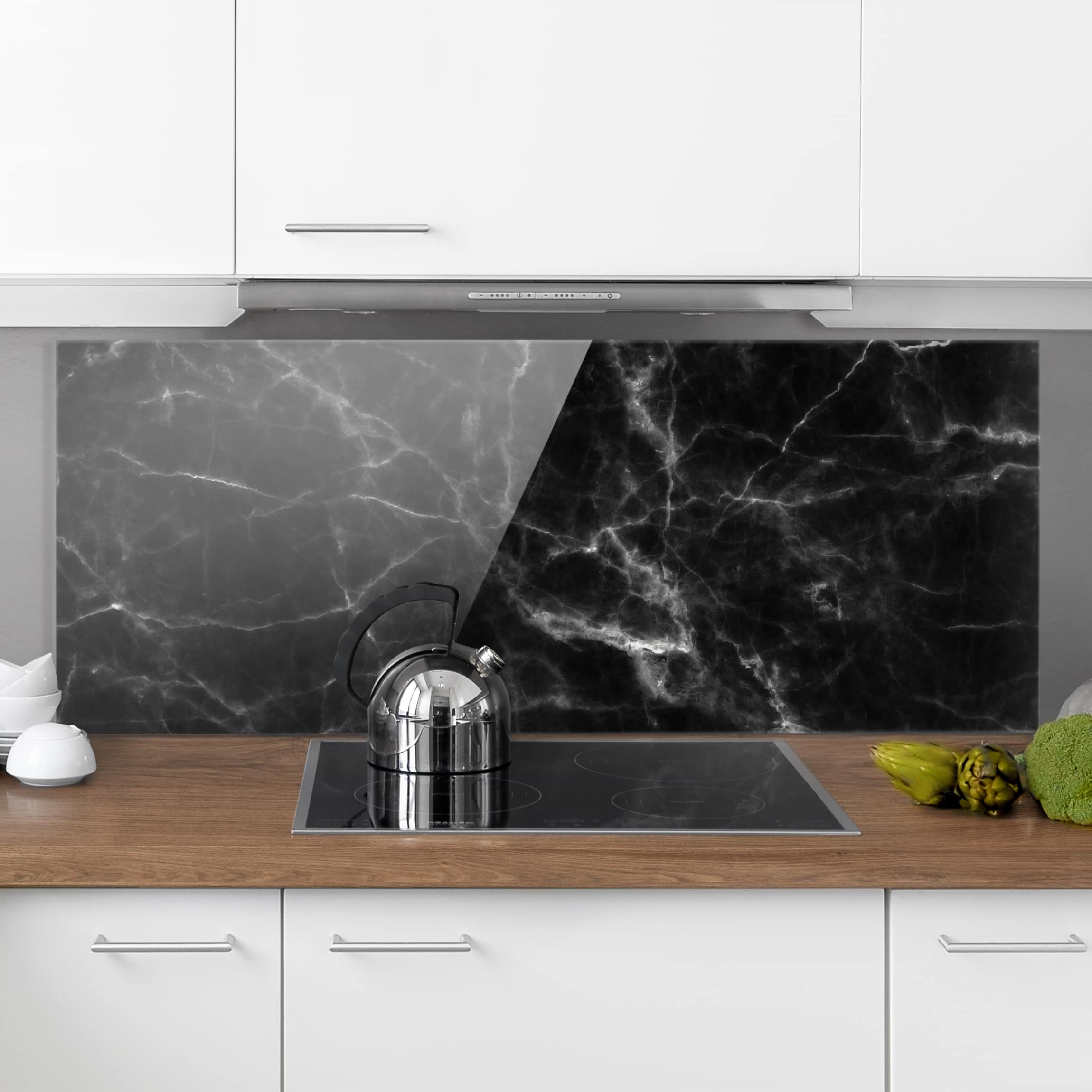 Glas Spritzschutz Nero Carrara