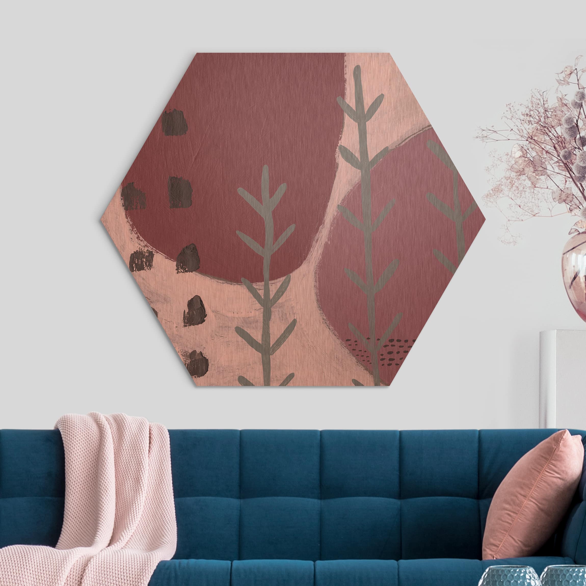 Hexagon-Alu-Dibond Bild Karneval der Formen in Beere III