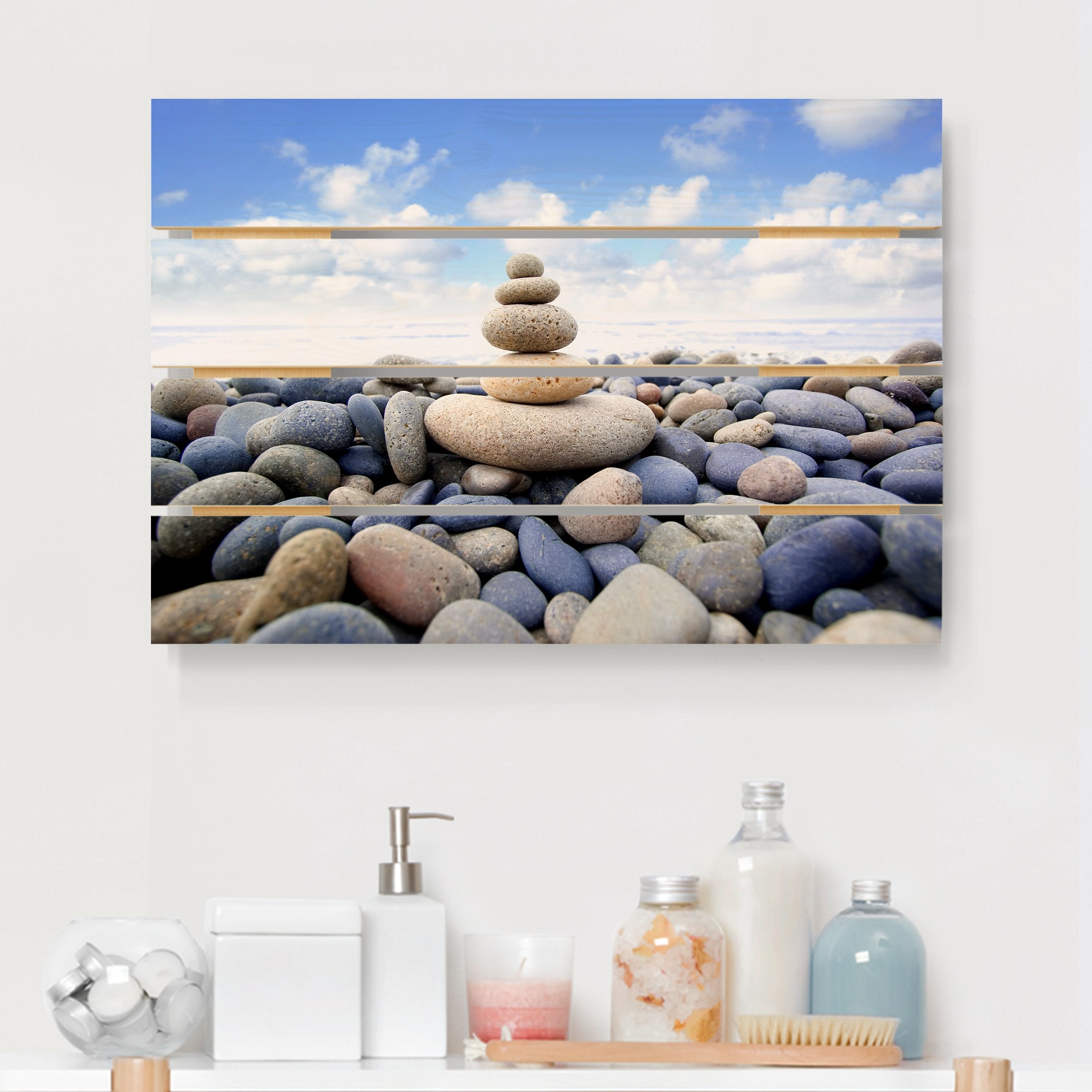 Holzbild Plankenoptik - Querformat Garten Eden