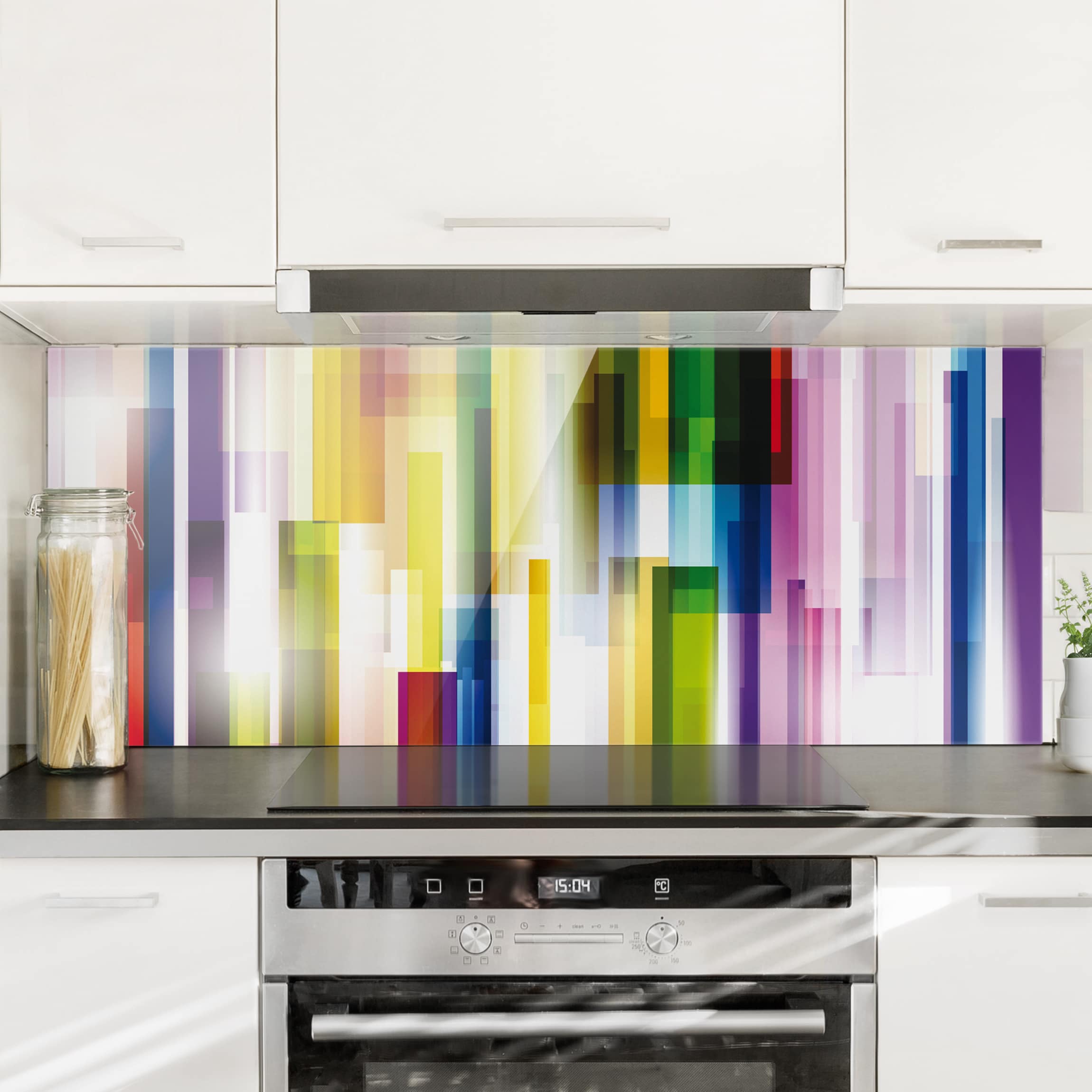 Glas Spritzschutz - Panorama Rainbow Cubes
