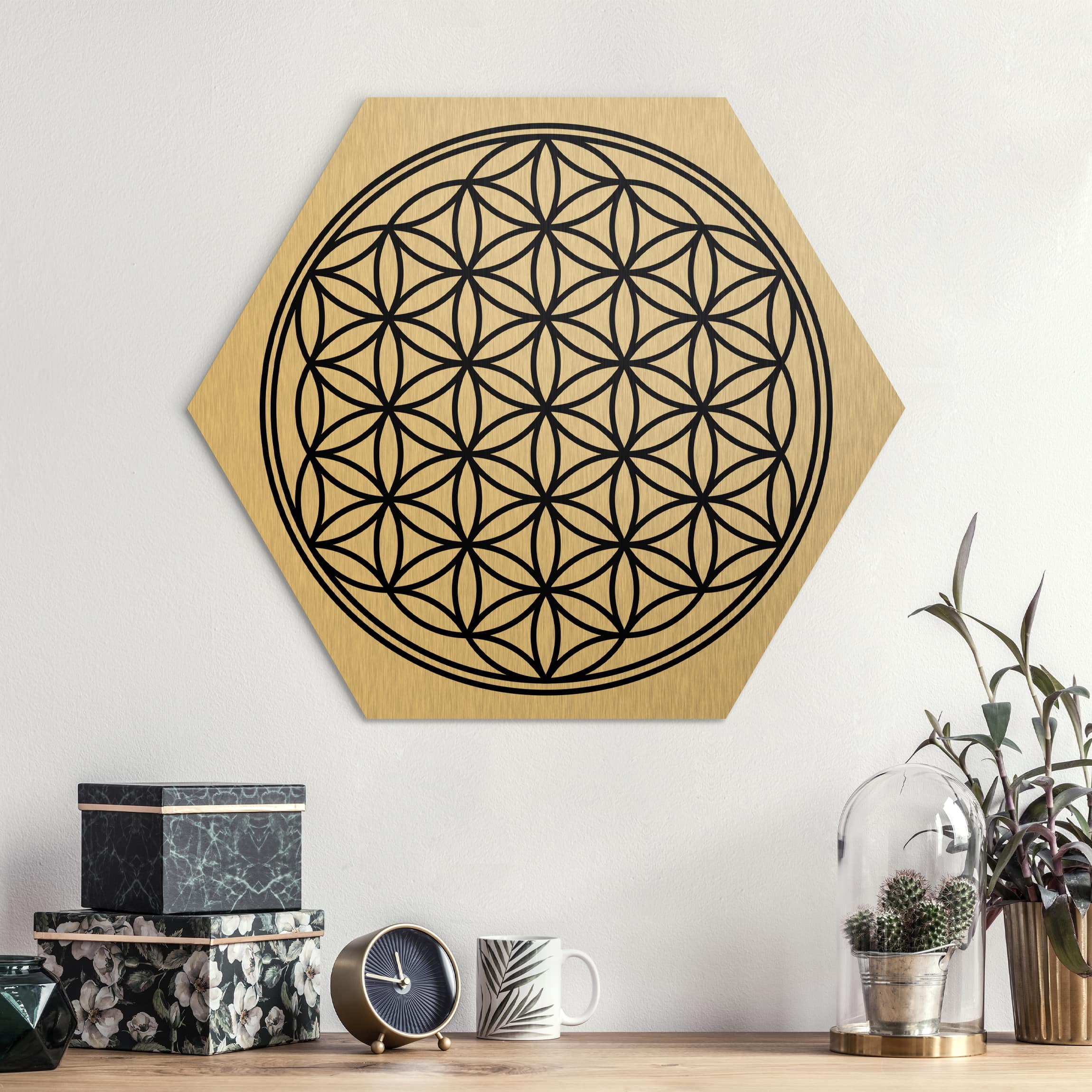 Hexagon-Alu-Dibond Bild Blume des Lebens