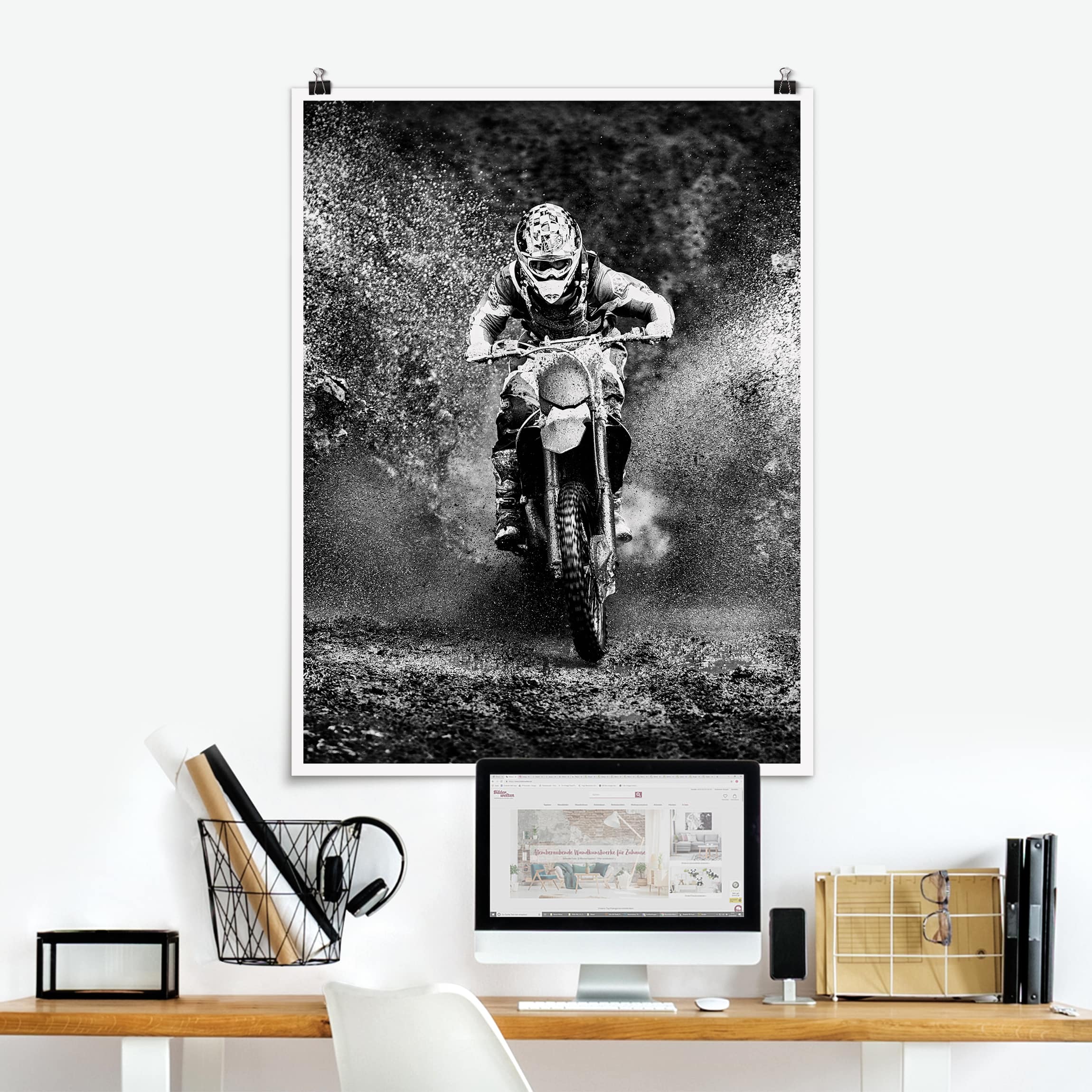 Poster - Hochformat Motocross im Schlamm