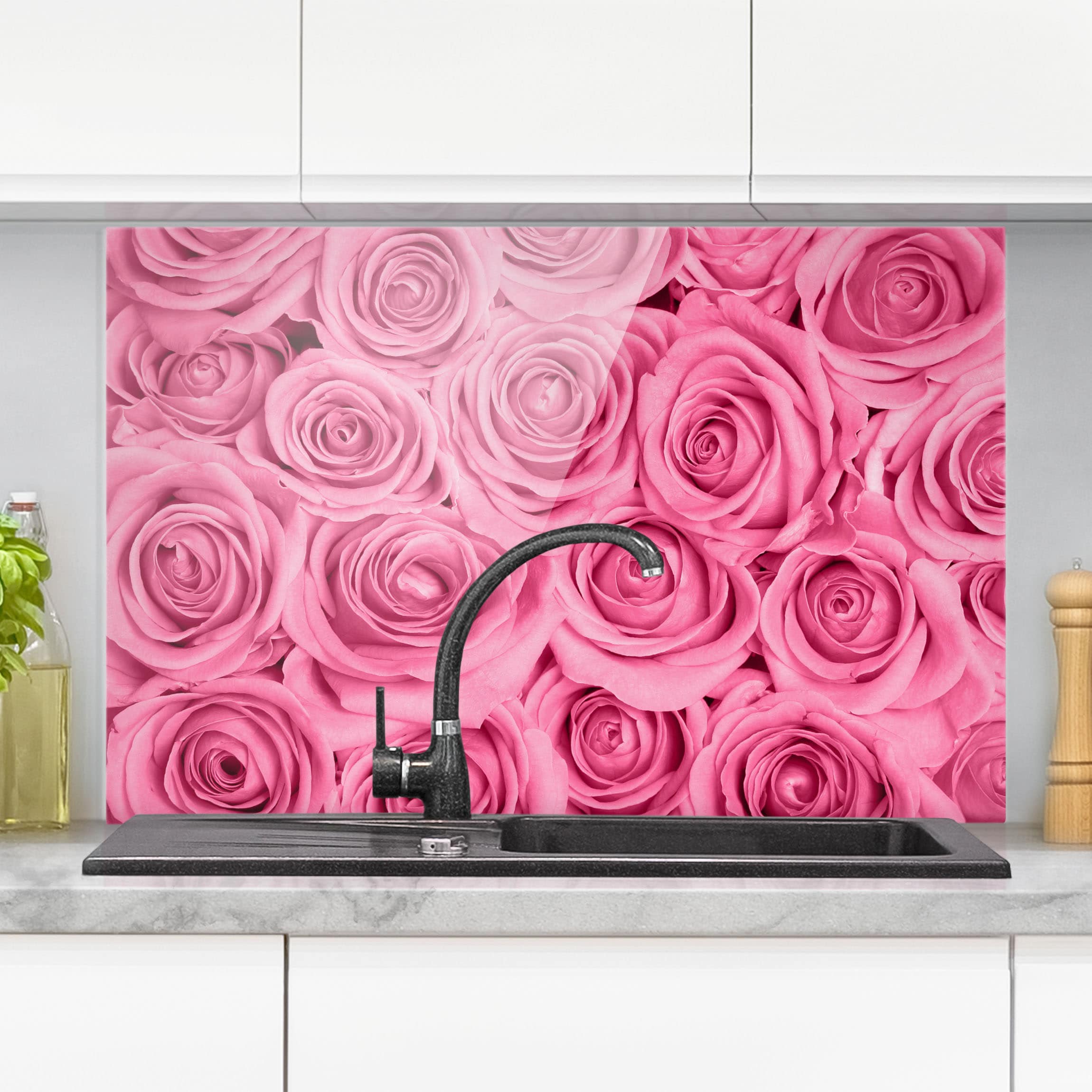 Glas Spritzschutz - Querformat 3:2 Rosa Rosen