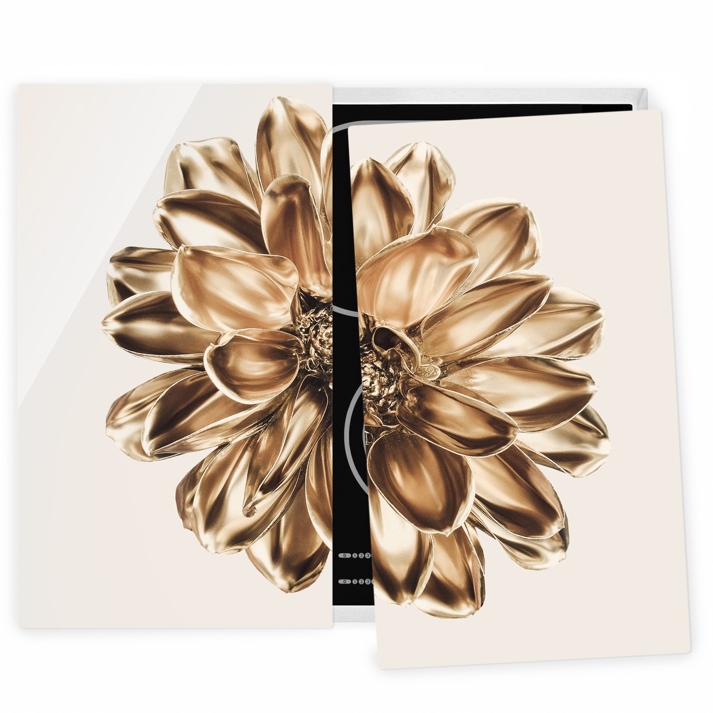 Herdabdeckplatte Blumen Dahlie Blume Gold Metallic
