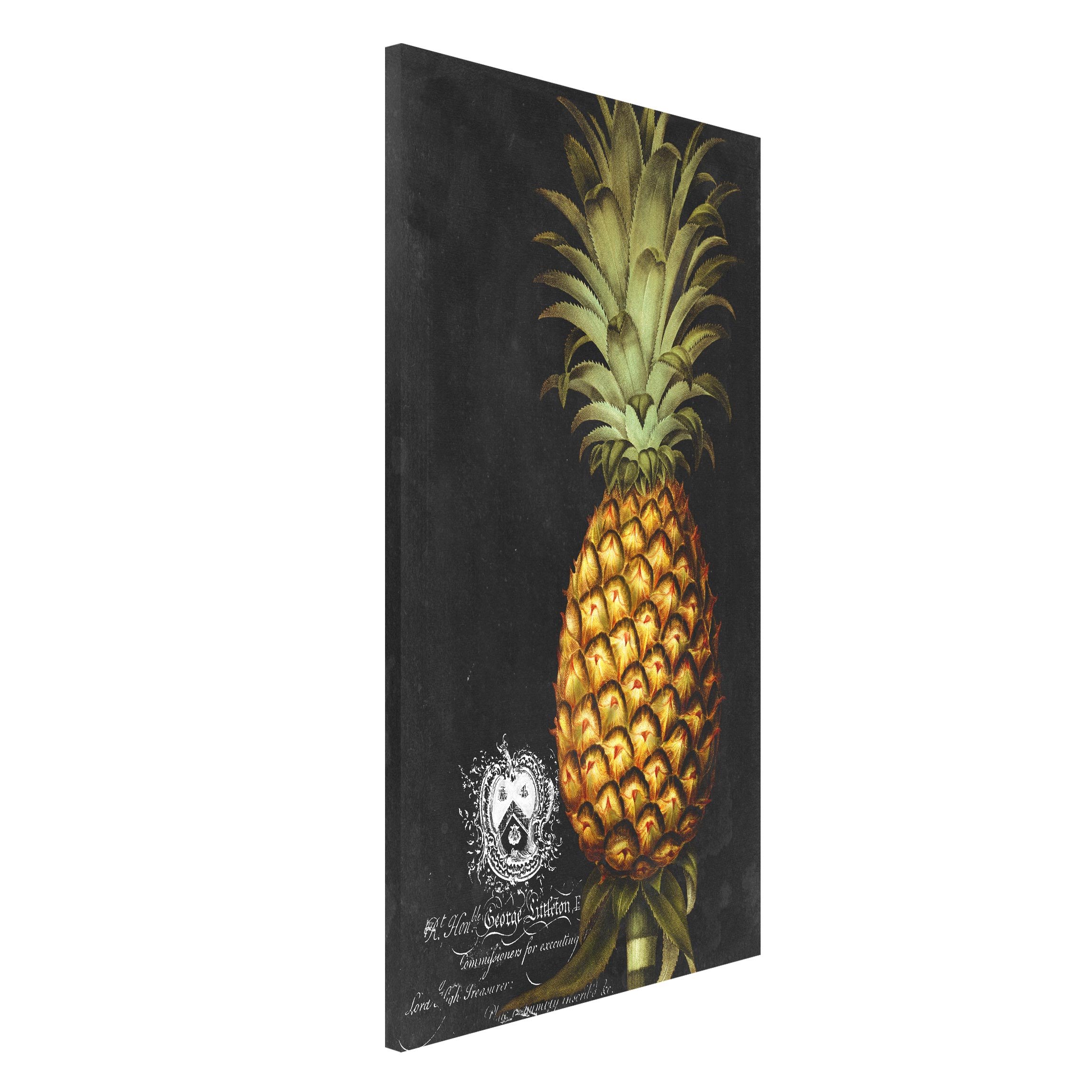 Magnettafel - Hochformat 3:4 Vintage Royales Blattwerk auf Schwarz V