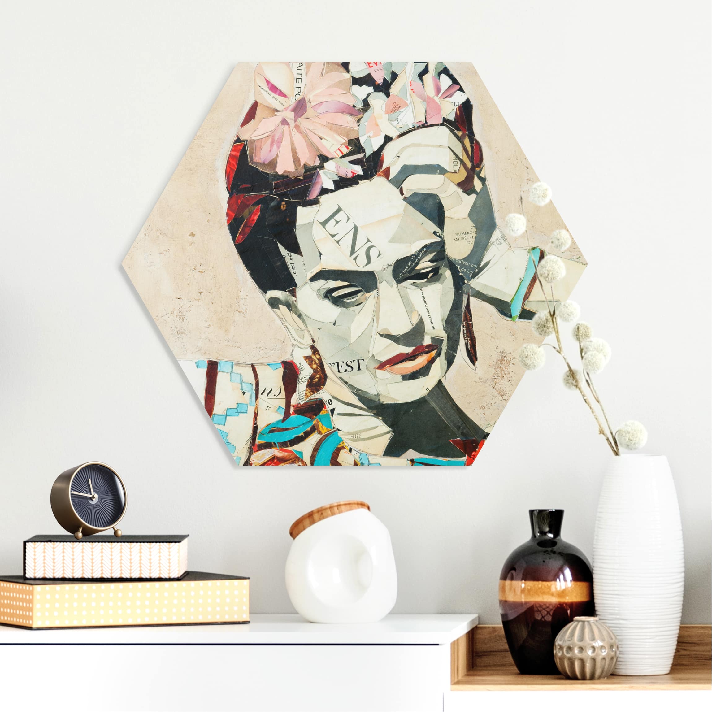Hexagon-Forexbild Frida Kahlo - Collage No.1