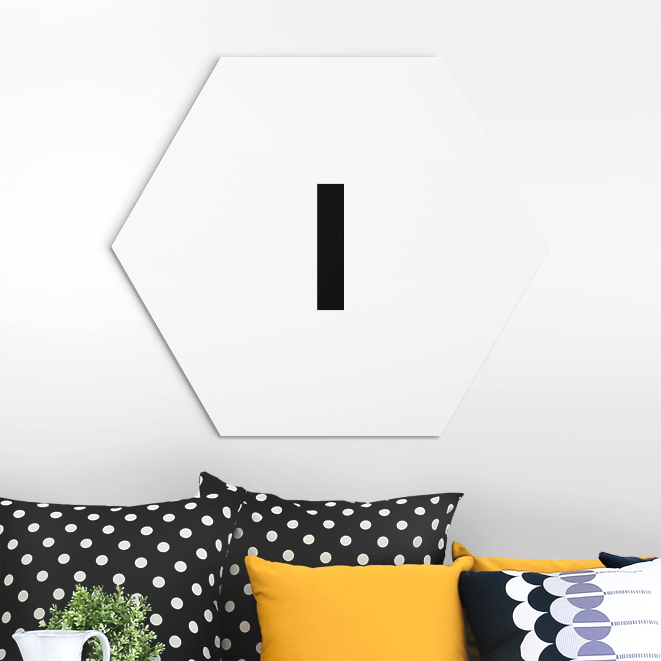 Hexagon-Alu-Dibond Bild Buchstabe Weiß I