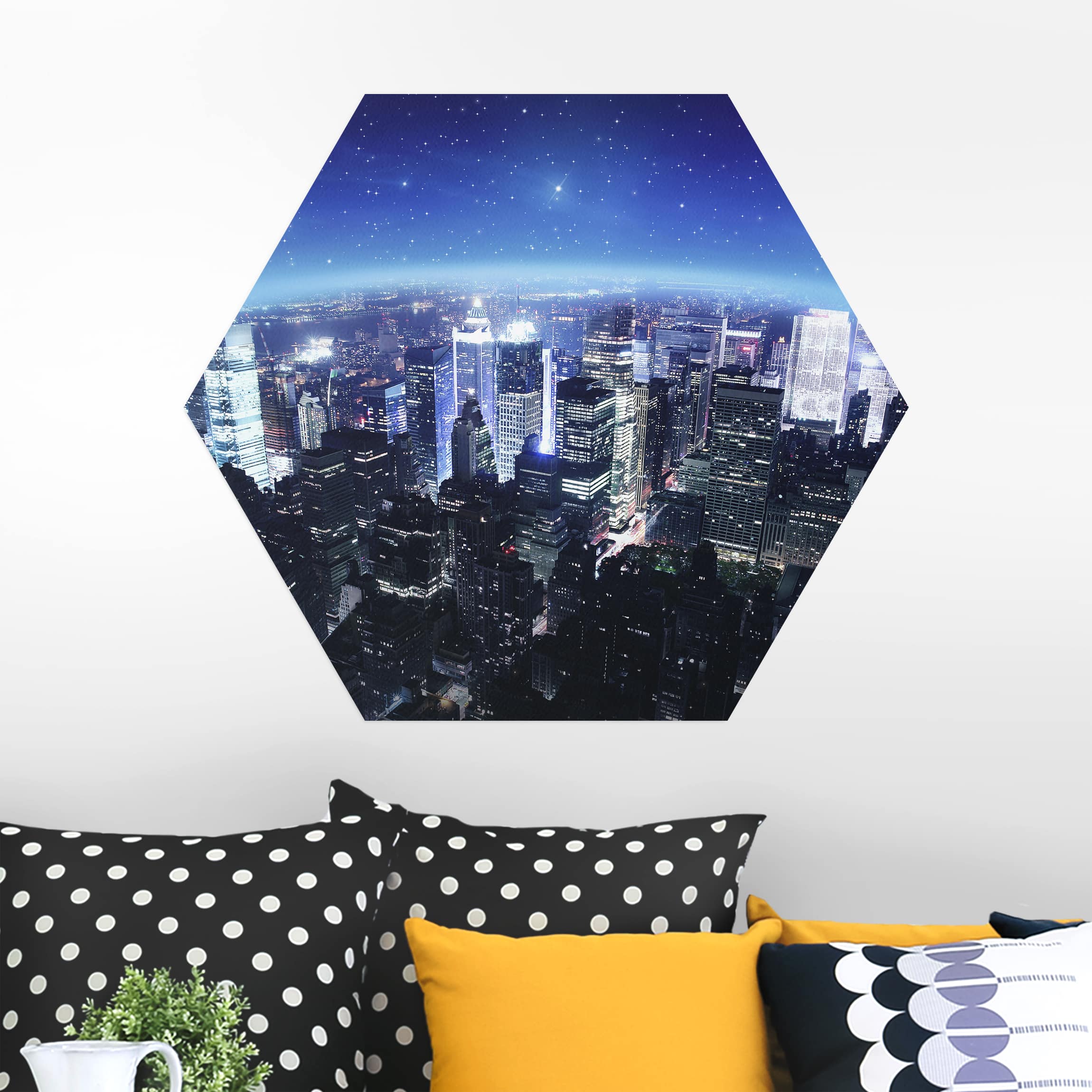 Hexagon-Alu-Dibond Bild Illuminated New York